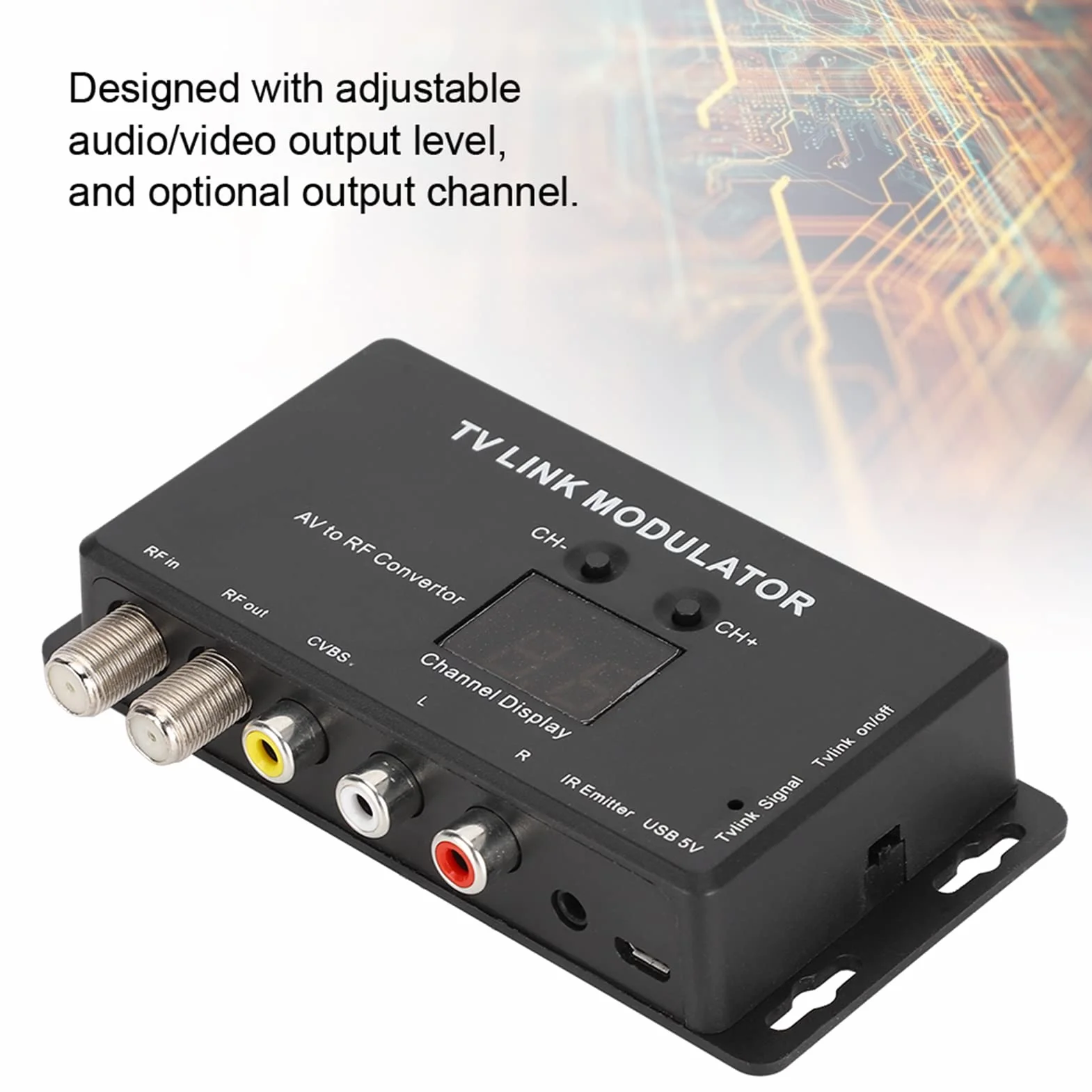 Modulatore UHF TV Link TM70, Convertitore Universale AV a RF con Display Canale, PAL/NTSC