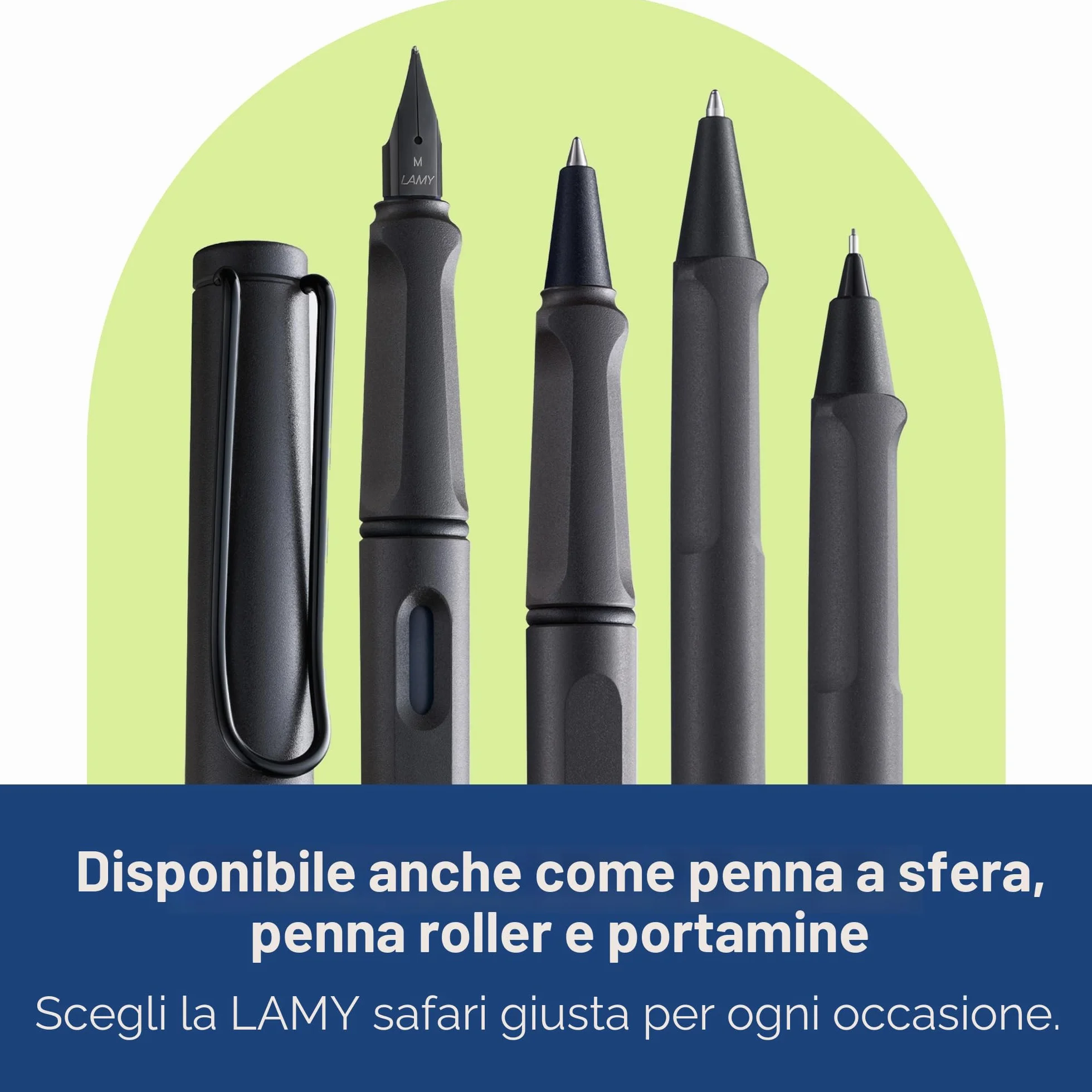 Lamy Safari Umbra Stilografica Pennino Acciaio Nero Misura M Cartuccia T10 Blu