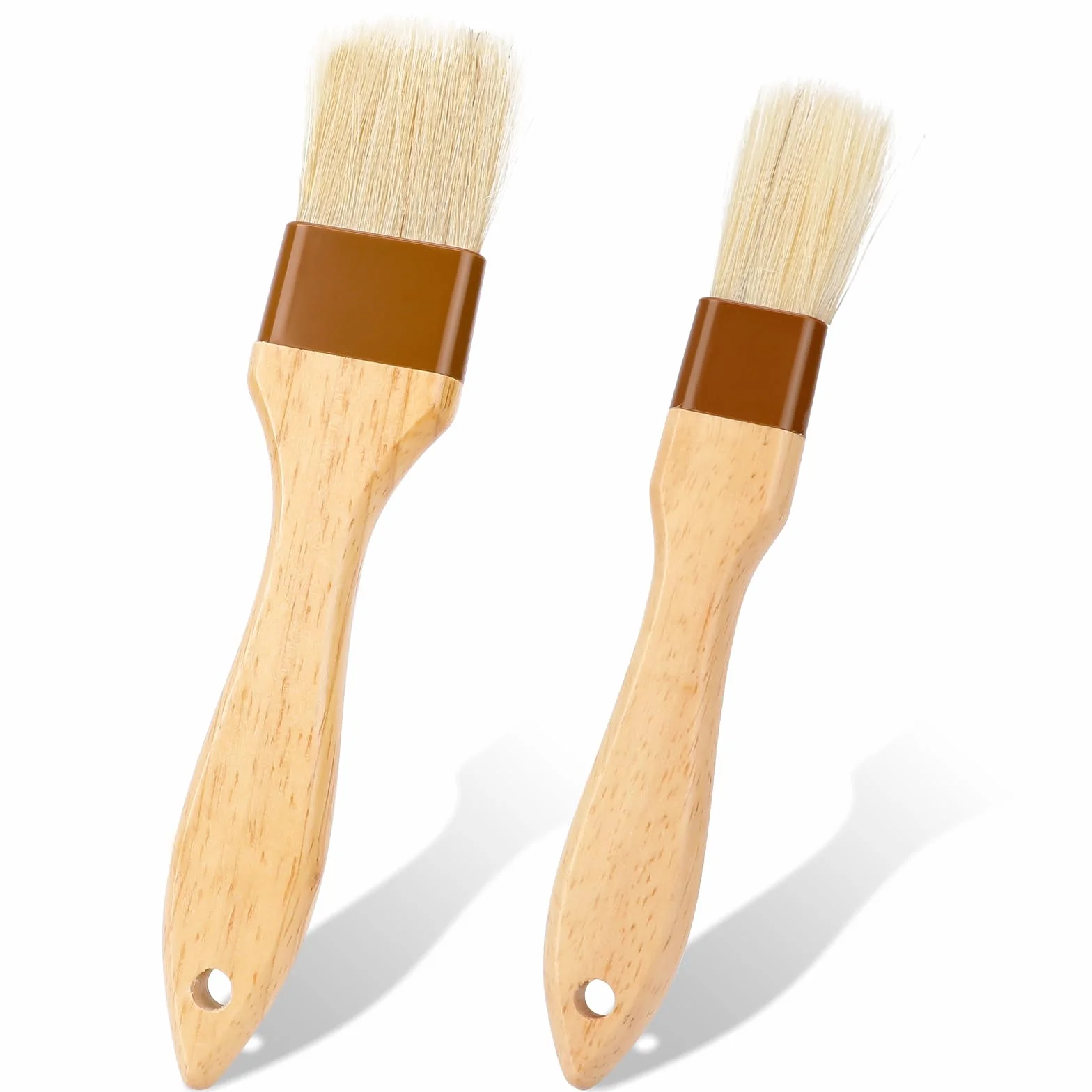 Set di 2 pennelli da forno, setole naturali, manico in legno di faggio, pennello per olio, pennello per cibo, pennello per salsa, spalmabile per uova marinata