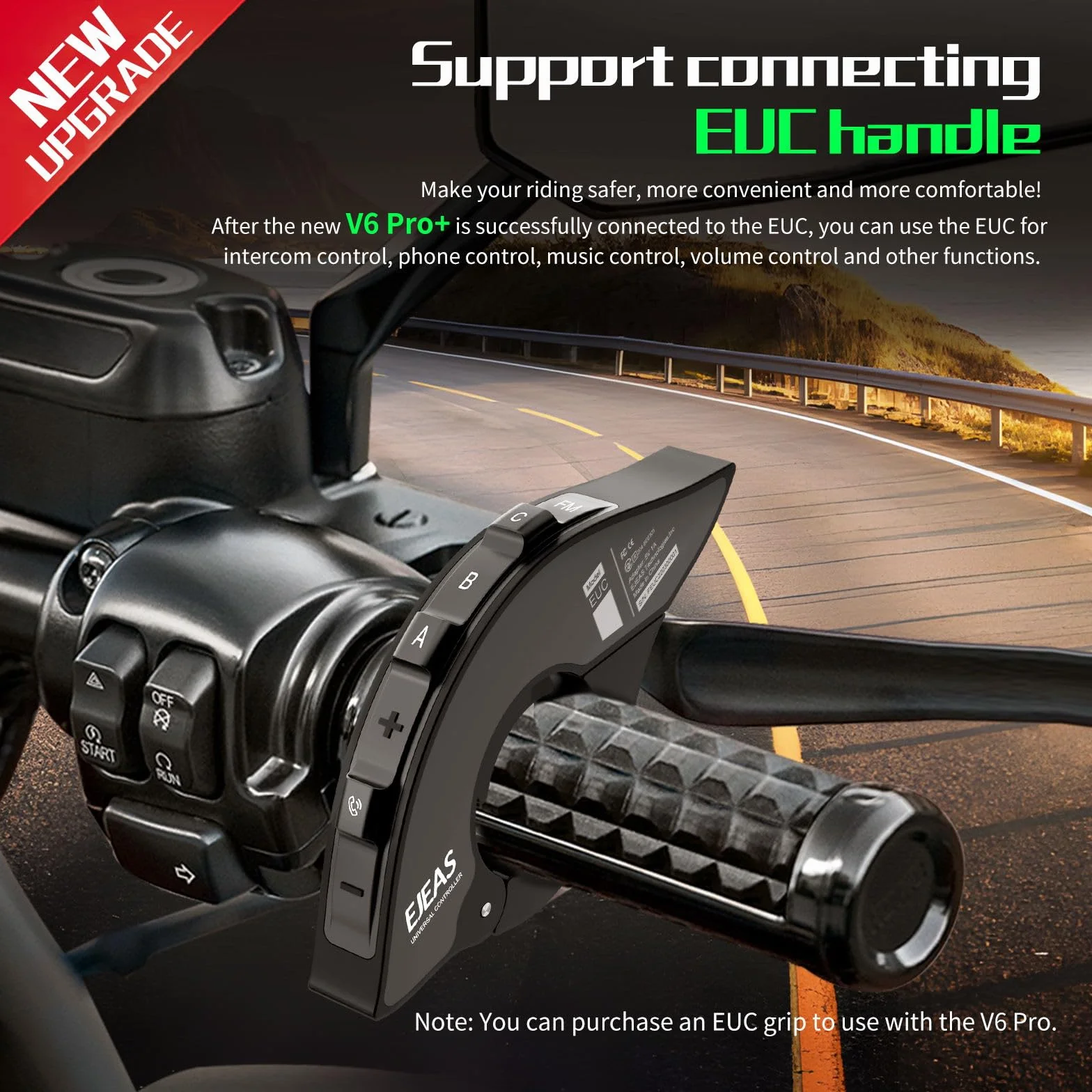 EJEAS V6 Pro+ Interfono Bluetooth per Casco Moto, Sistema di Comunicazione Bluetooth 5.1, Interfaccia Tipo C, 2 Confezione