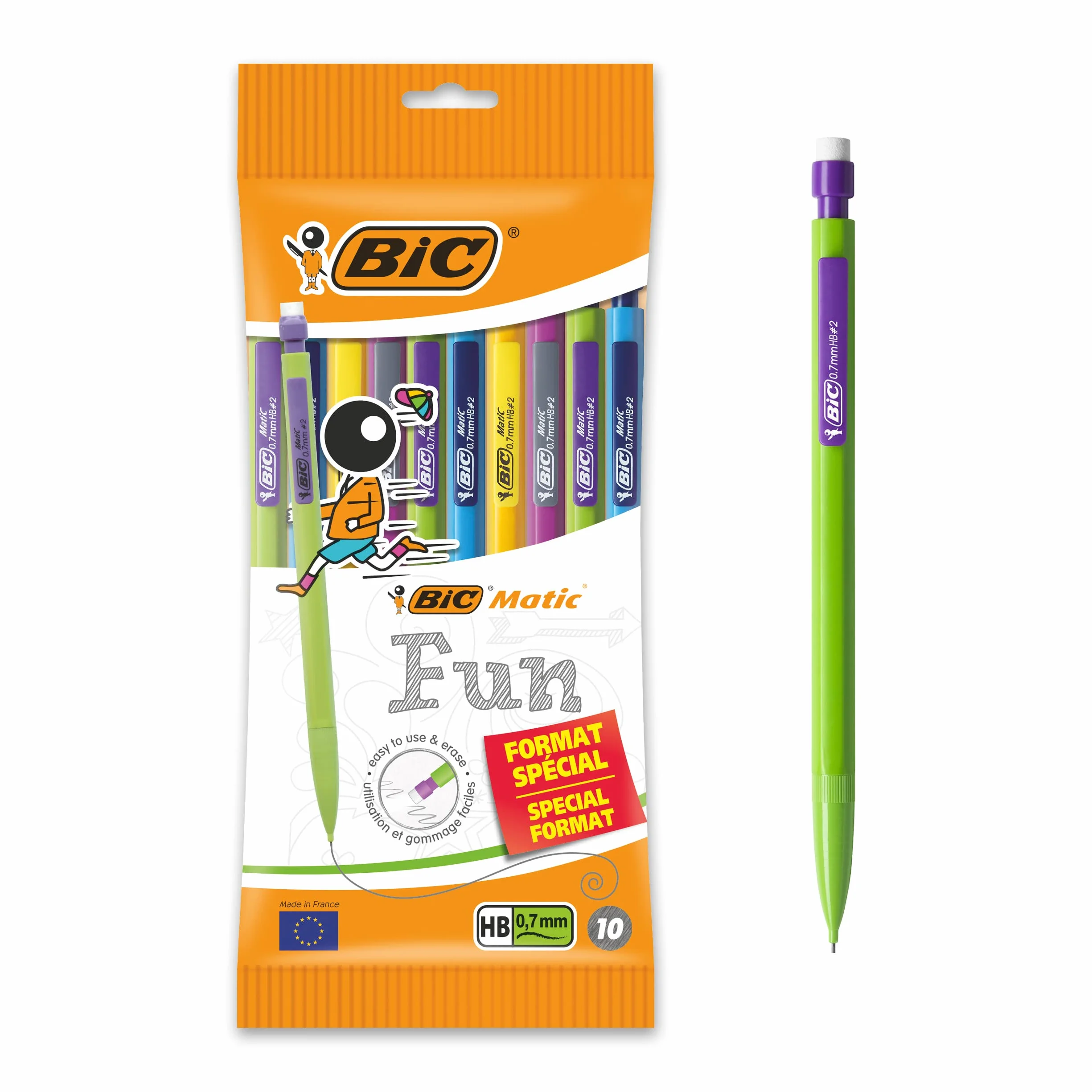 BIC Matic Fun portamine 0,7 mm HB gomma colori assortiti confezione da 10
