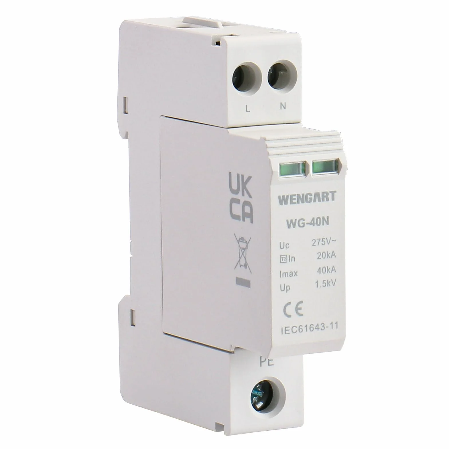 Wengart WG-40N Dispositivo di protezione contro le sovratensioni 2P 20-40KA 18mm