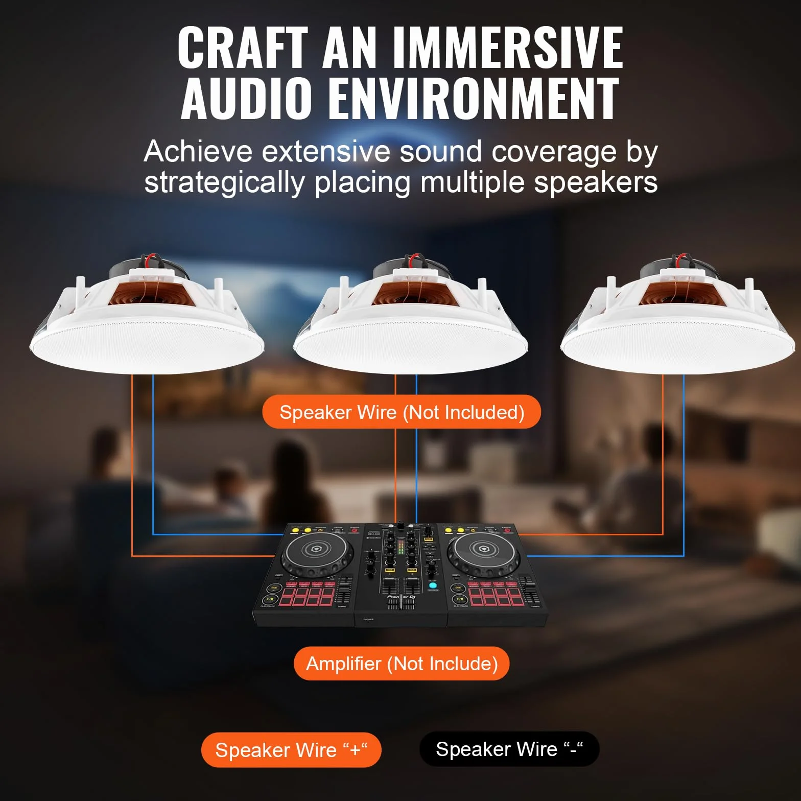 VEVOR Altoparlanti da Soffitto 205 mm 100 Watt 8Ω Sensibilità 89dB 4 Pezzi