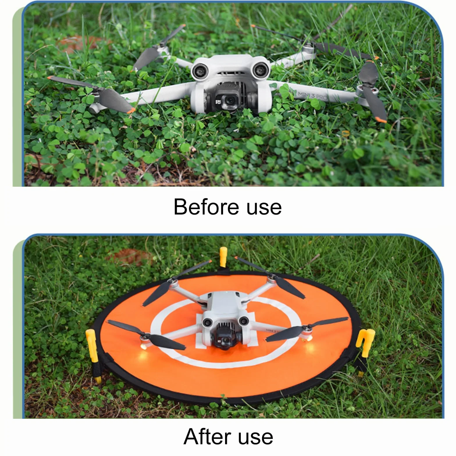 Helipad Dronepad, Drone Landing Pad, Pieghevole, Tappeto di Atterraggio, Arancione, Diametro 55cm, con Borsa