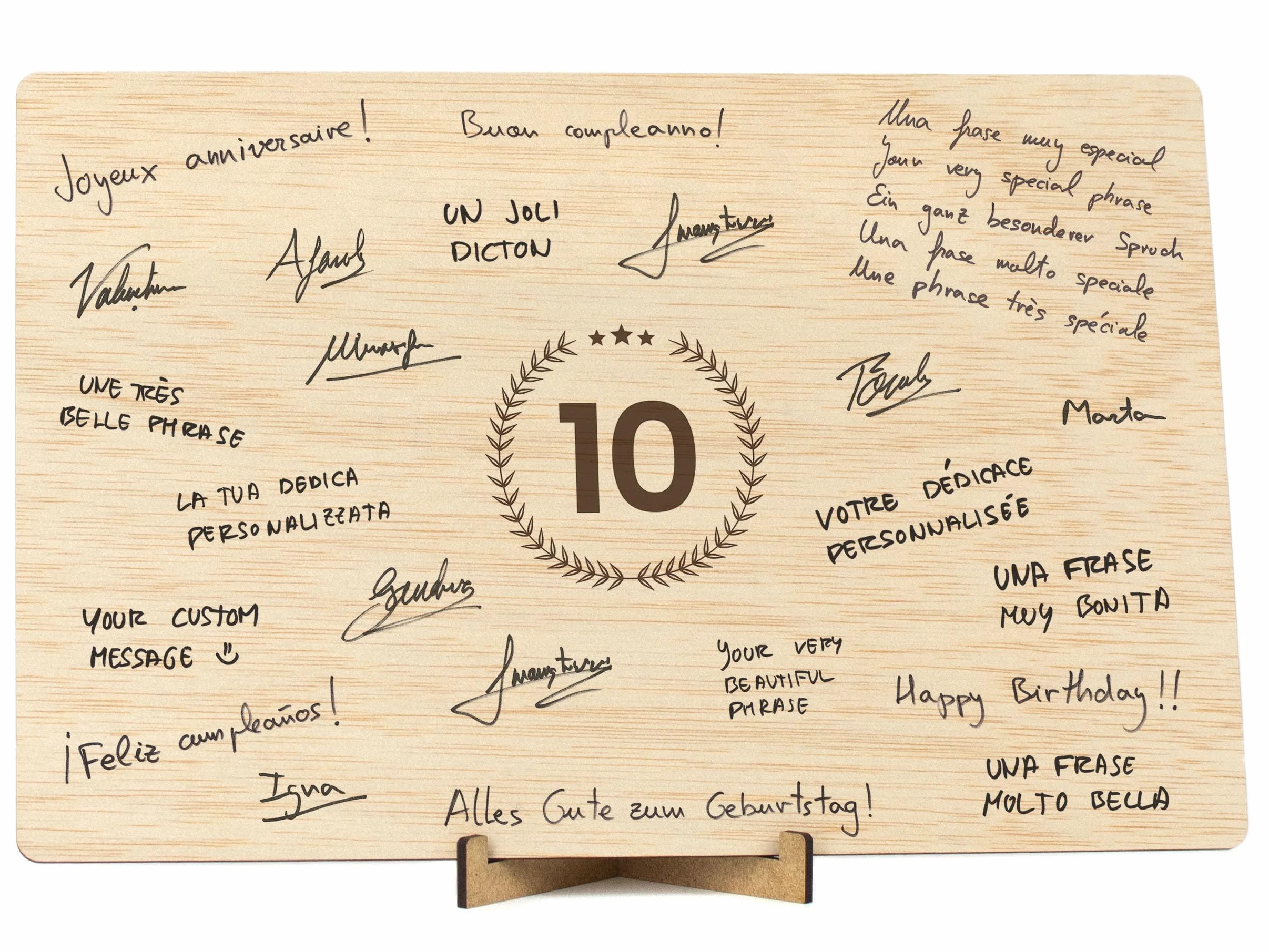 CONTRAXT Biglietto Auguri 10 Anni legno, Idee regalo Compleanno donna uomo Bomboniere Happy Birthday