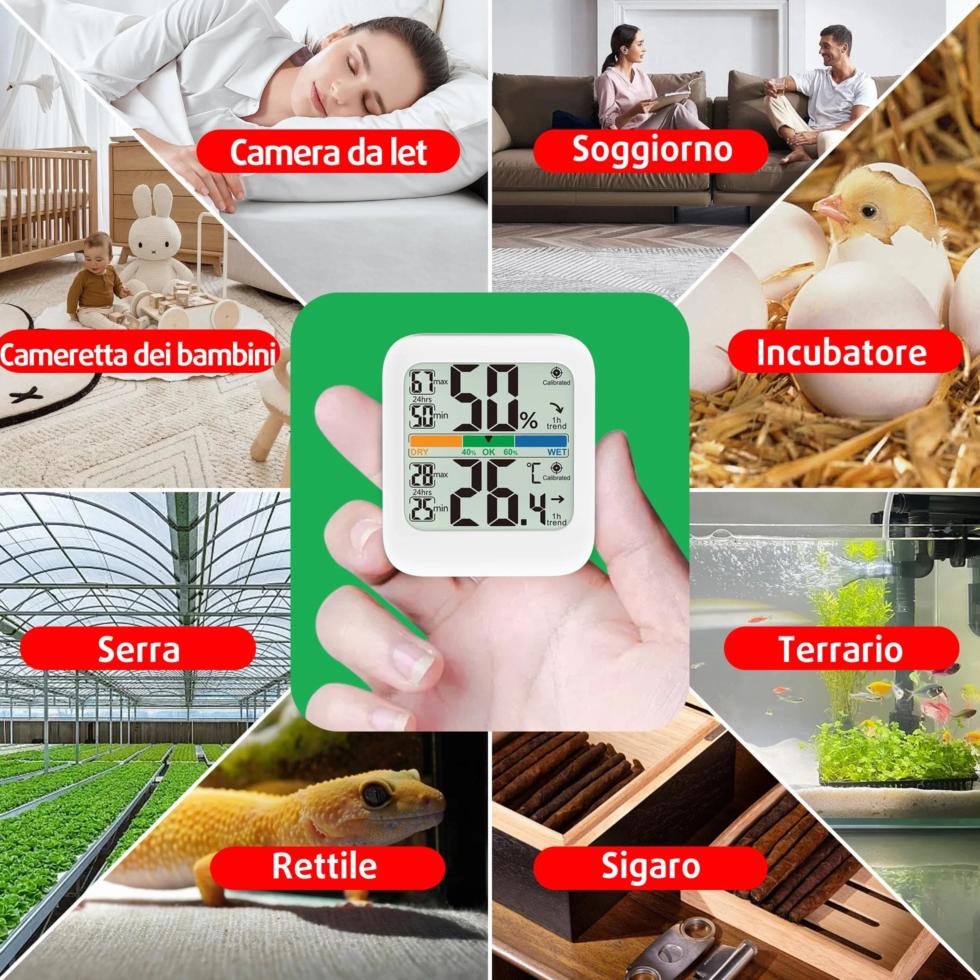 G.CATACC Termometro Igrometro Digitale per Ambiente Interno Misuratore di Umidità Temperatura Casa