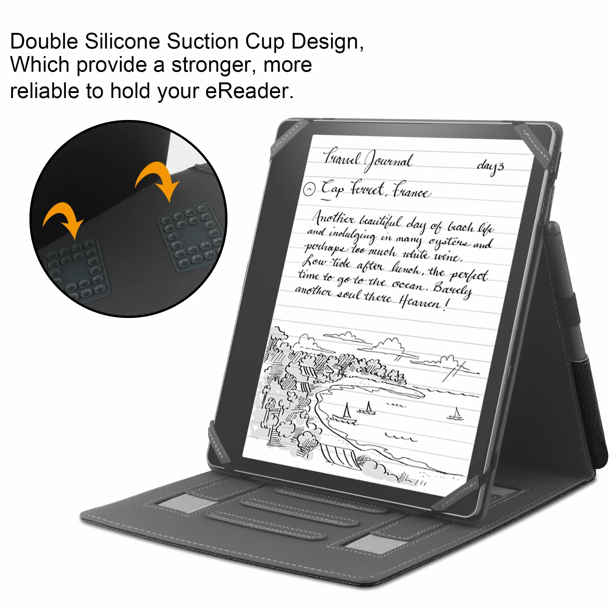 Custodia universale per eReader 10.2 pollici con supporto cinturino e penna Compatibile con Scribe 2024/2022 Note Air 2 Plus Note Air-BK