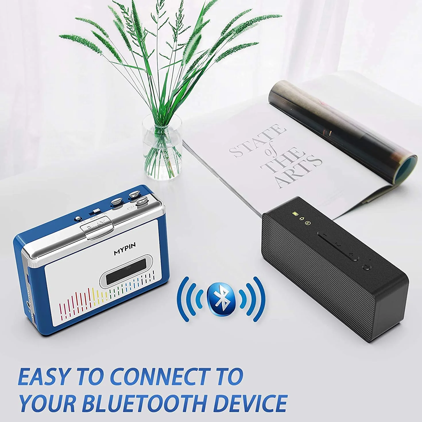 MYPIN Registratore a Cassetta, Lettore Cassette e Convertitore MP3 con Batterie AA e Alimentatore USB