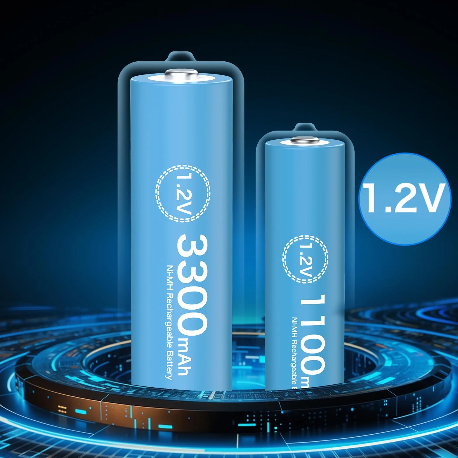 Batterie Ricaricabili AA AAA 3300mAh 1100mAh 1.2V con Caricabatterie LCD 8 Pezzi
