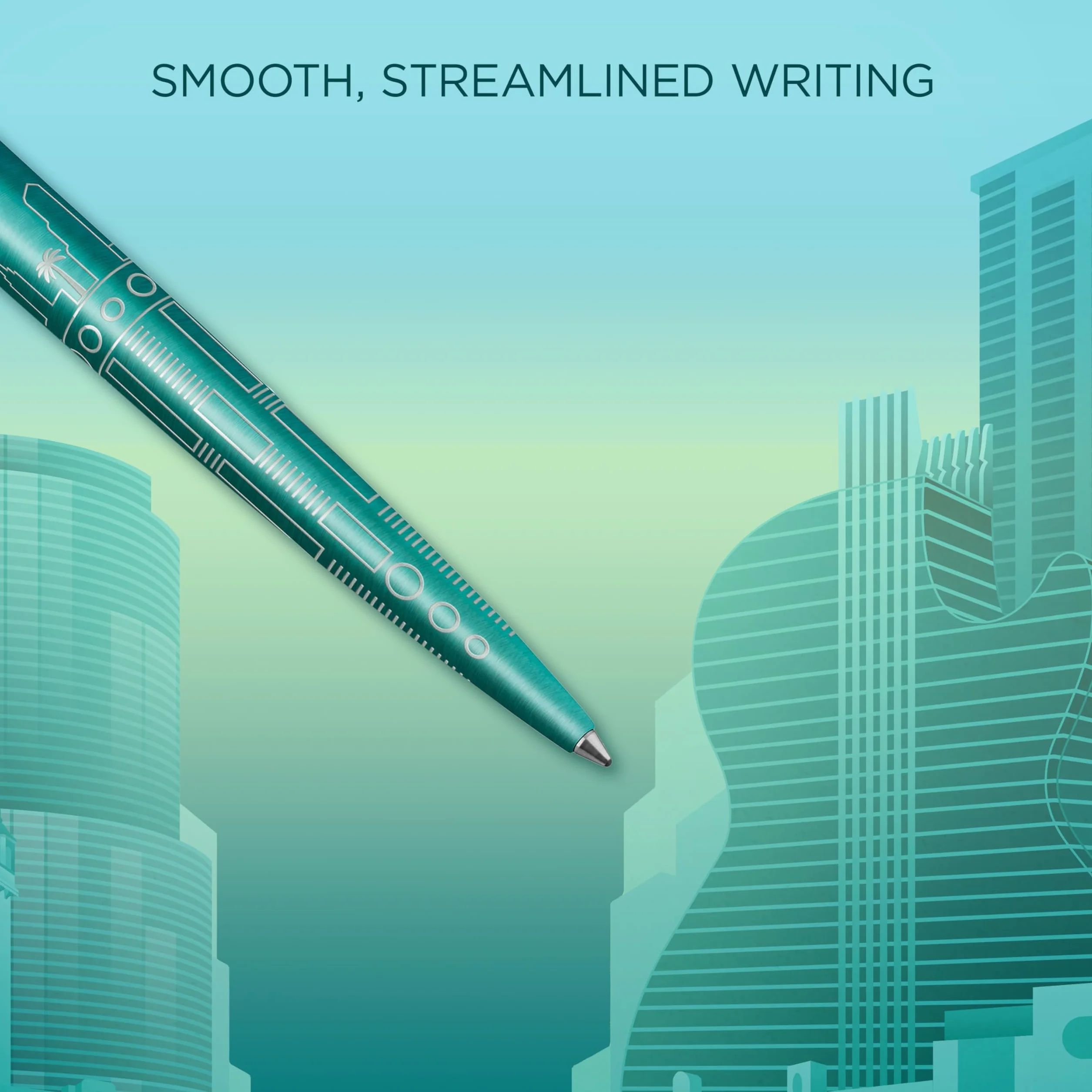 Parker Jotter Penna a sfera Edizione speciale Miami Turquoise puntale cromato Punta media Inchiostro blu Confezione regalo