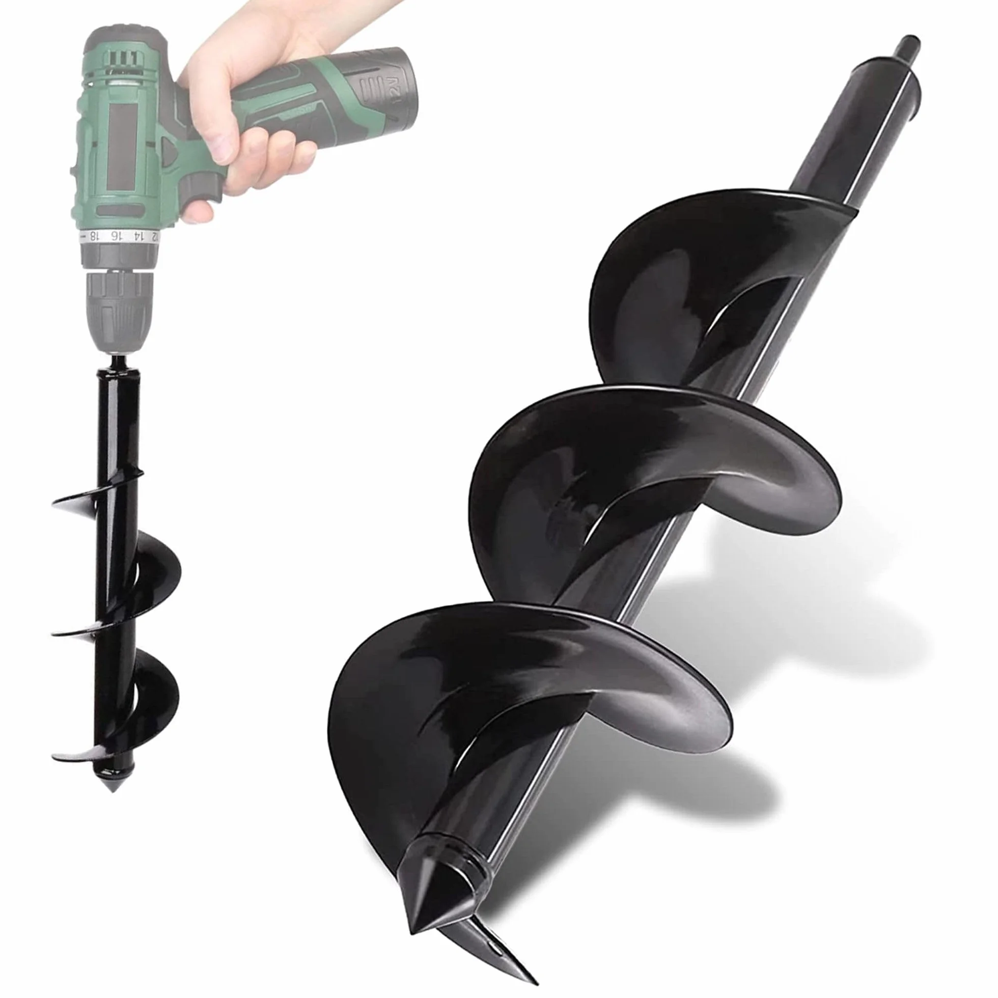 FISHTEC Trivella per Trapano Ø90mm x 25cm – Punta in Acciaio per Giardinaggio – Scava Buche Velocemente per Piante, Fiori, Alberi, Arbusti e Pali