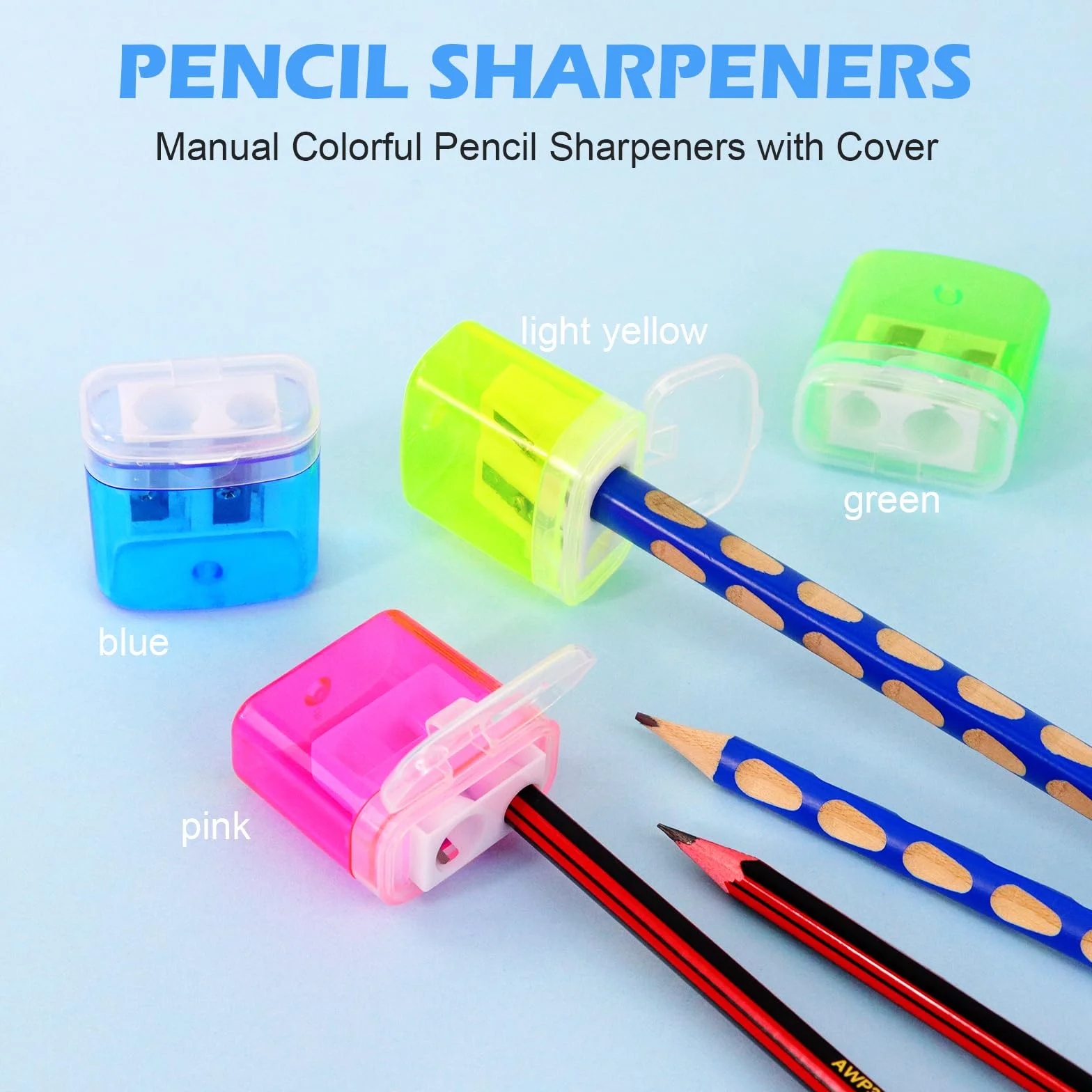 Redamancy Temperamatite 4 Colori Doppi Fori Temperino con Contenitore per Matite Scuola Ufficio Viaggi