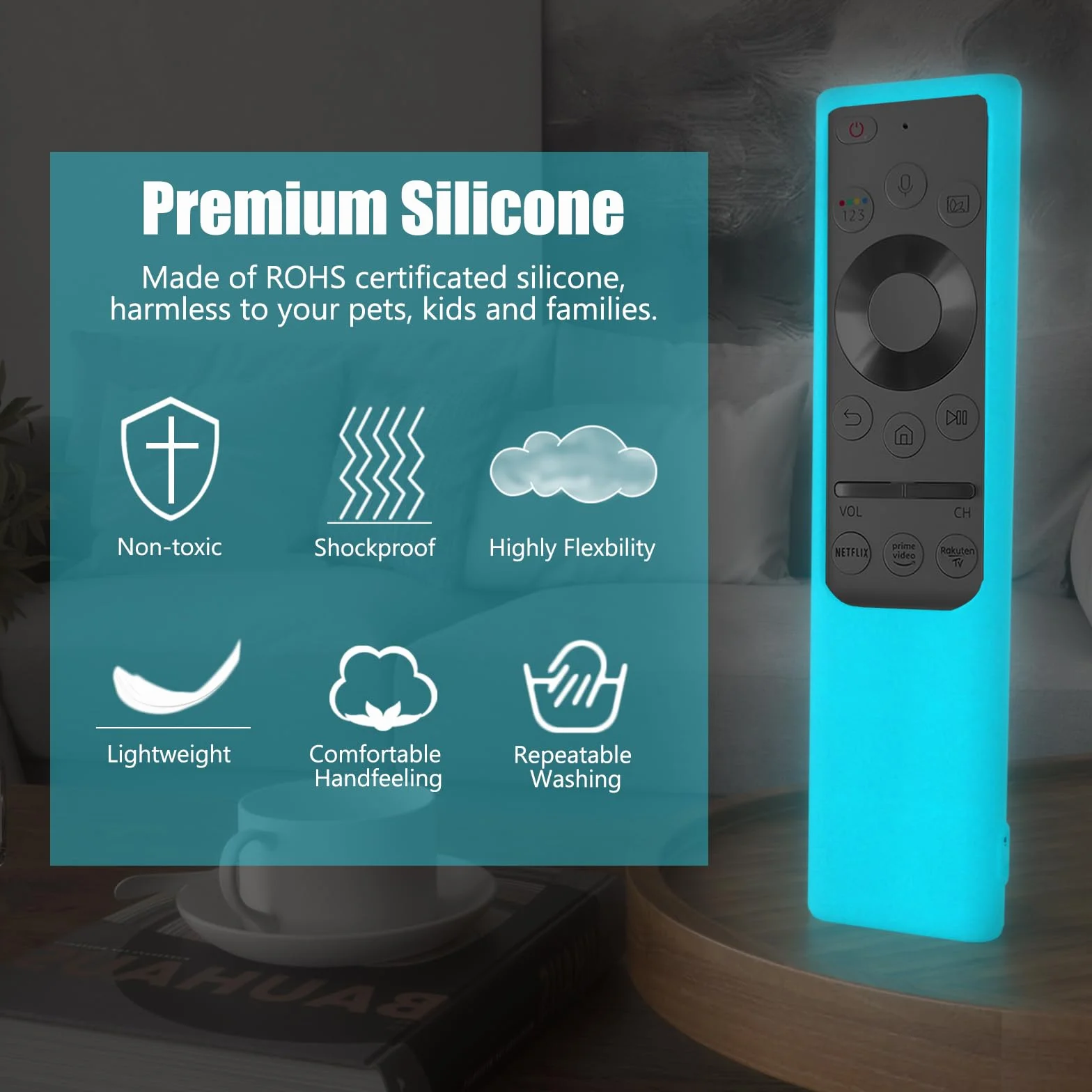 Custodie Protettive in Silicone per Telecomando Samsung BN59-01385B TM2281 Antiscivolo Antiurto Blu Verde