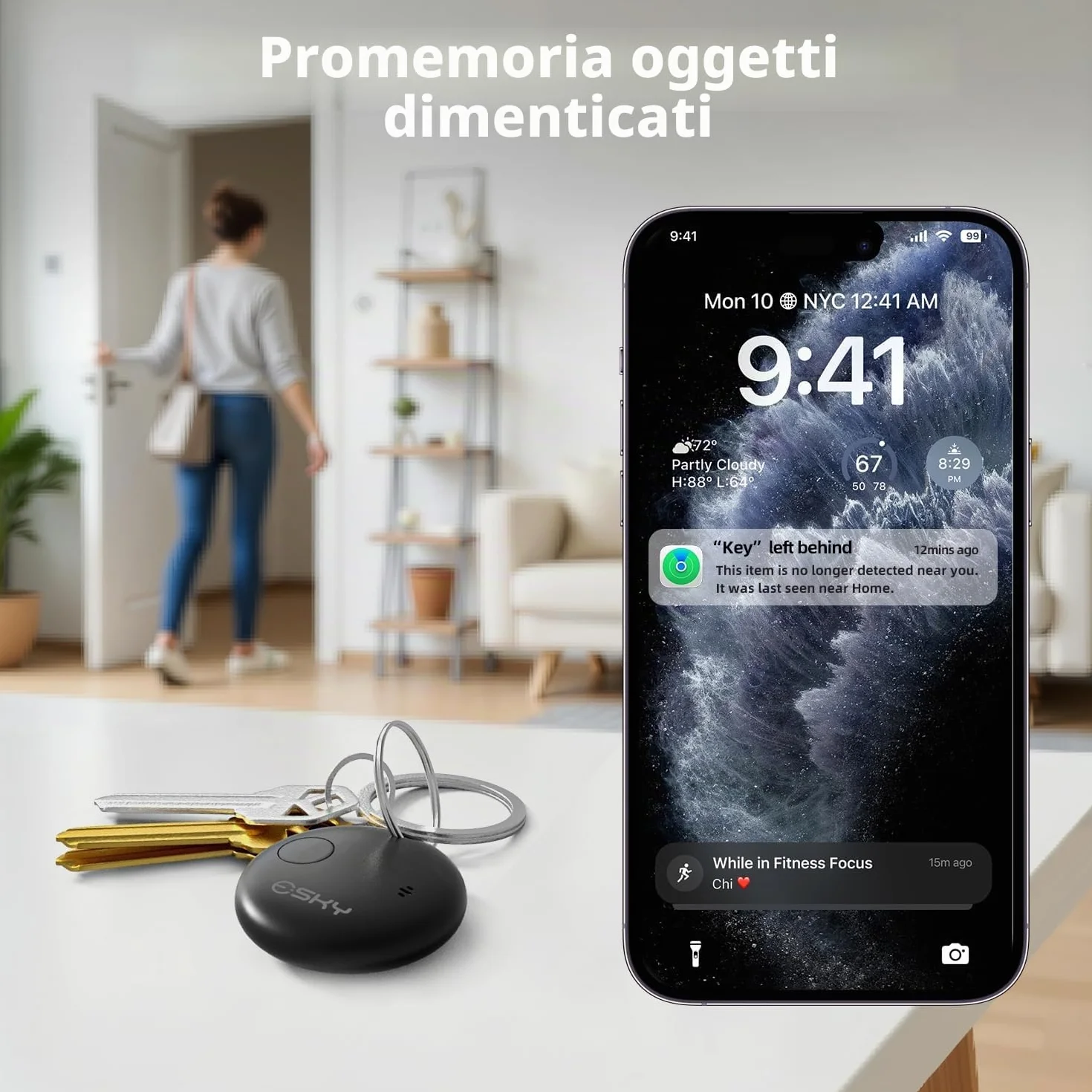 Esky Smart Tracker Tag Air Tracker Tag Compatibile con Apple Dov'è Bluetooth Localizzatore Oggetti Impermeabile IP67 Batteria Sostituibile 4 Pezzi