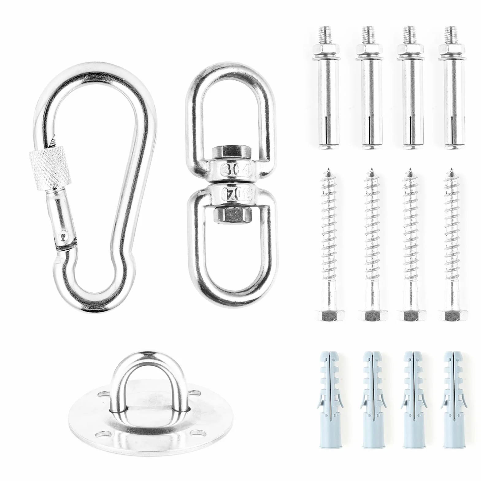Gancio Soffitto in Acciaio Inox - Fino A 450KG con Rotazione A 360° - Gancio per Carico Pesante - per Sospensione