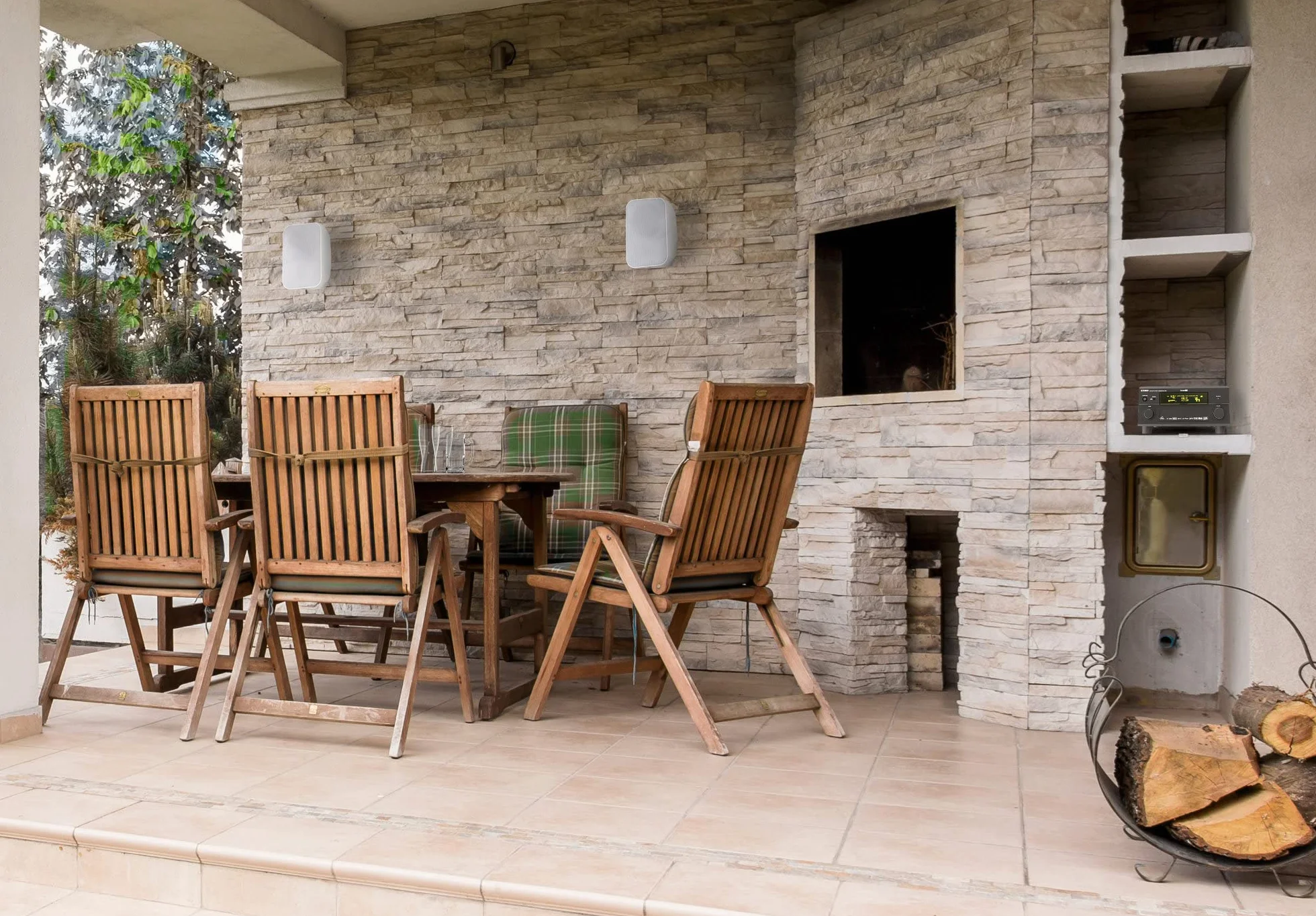 McGrey OLS-651WH Casse Acustiche Outdoor Set 4 Pezzi Sistema Due Vie IP56 60 Watt 70/100V Compatibile Bianco
