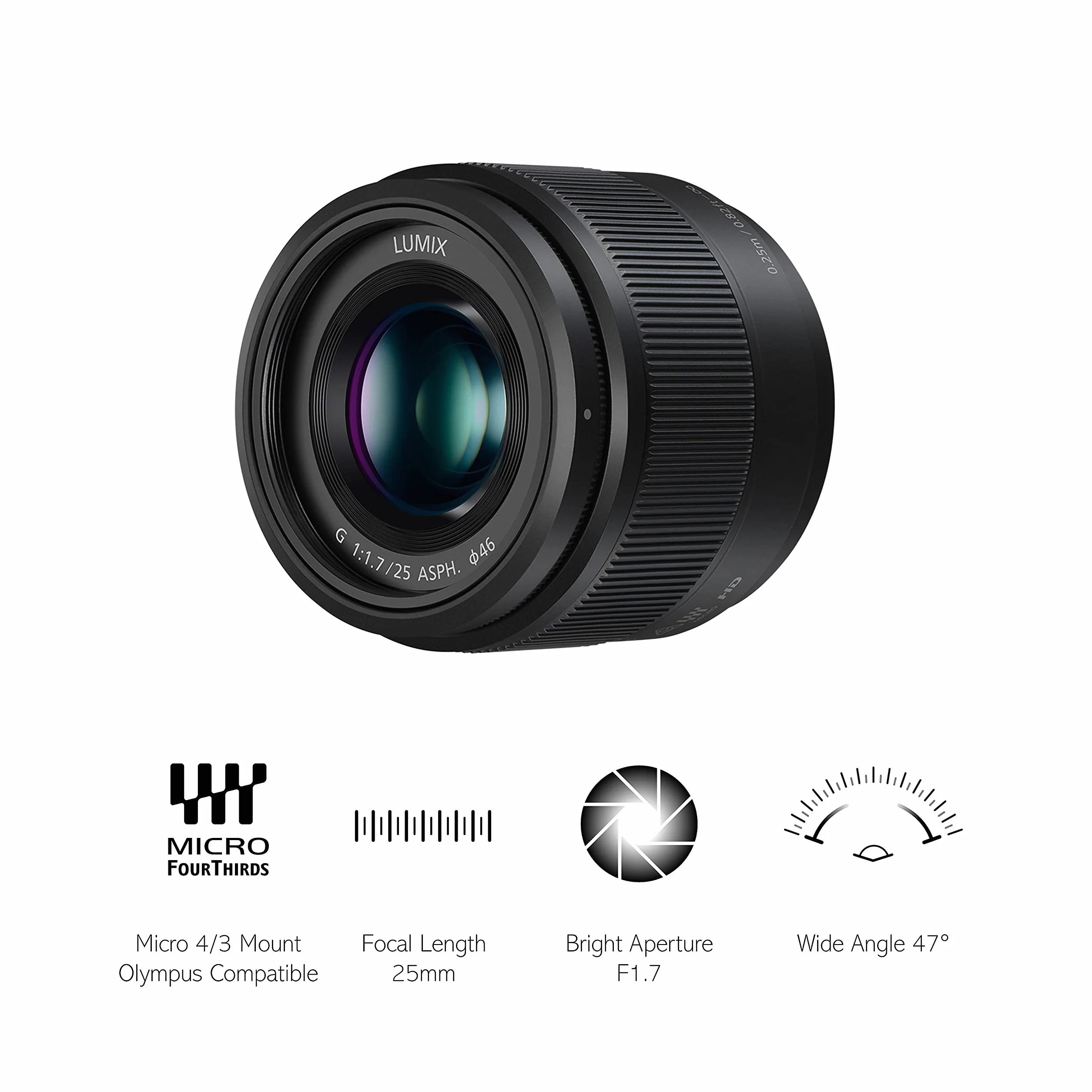 Panasonic Lumix 25mm F1.7 H-H025E-K Obiettivo Prime Micro 4/3 Nero