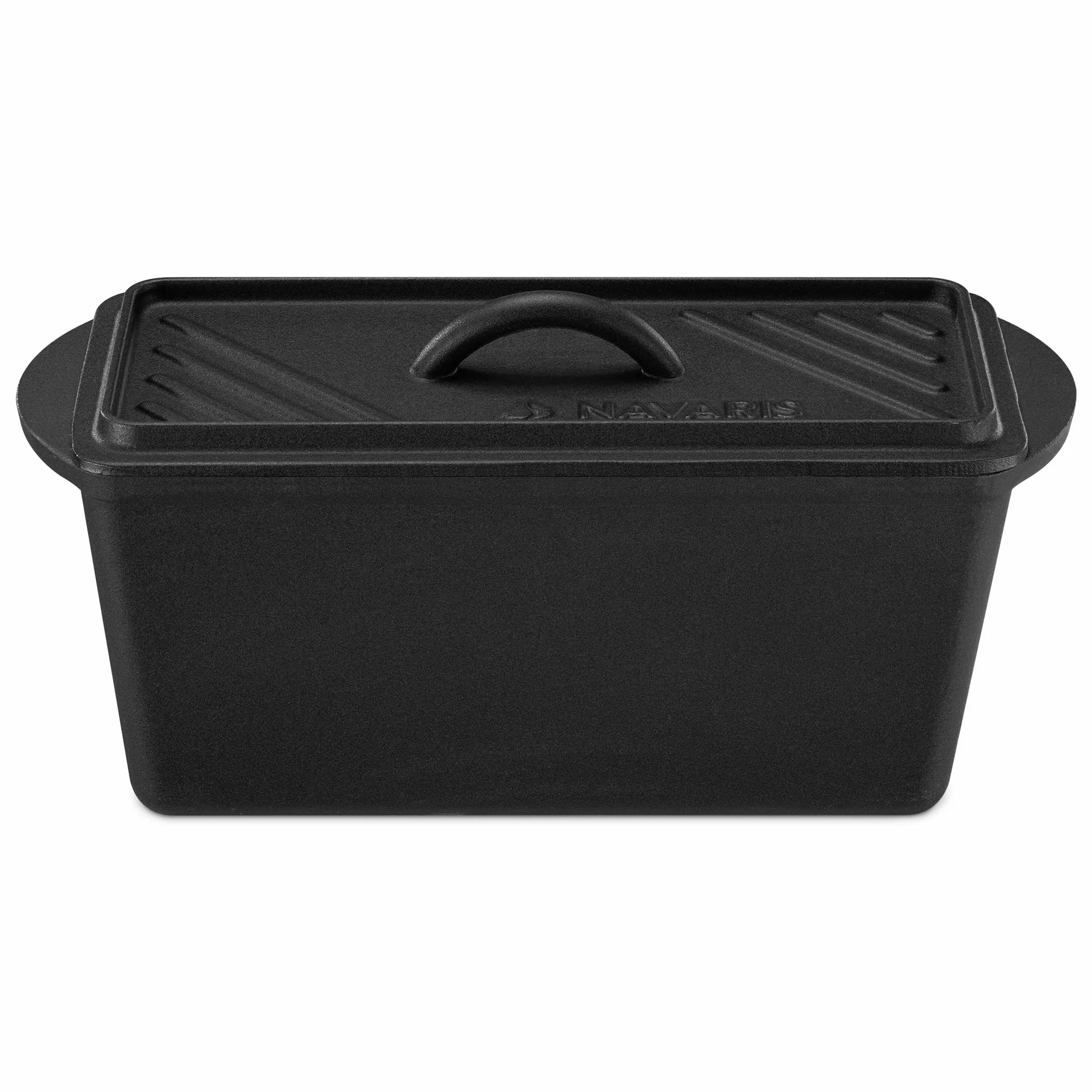 Navaris Pentola Pane da Forno in Ghisa 34 cm - Teglia con Coperchio per Cucinare Stufare - Forno Olandese per Grill Forni Fornelli - Stampo Cuoci Pane