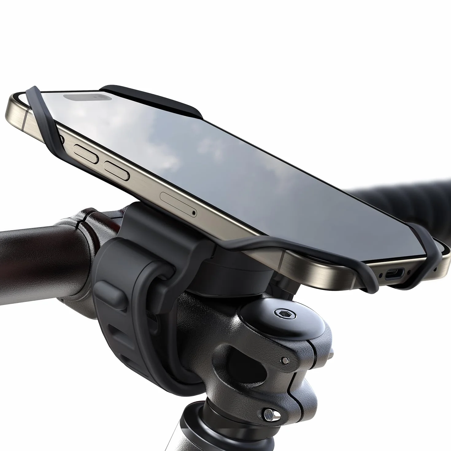 JOYROOM Porta Cellulare Bici con Assorbimento degli Urti in Silicone, Supporto Telefono Moto 360° per iPhone 15 14 13 Samsung 4.0-7.2 Pollici