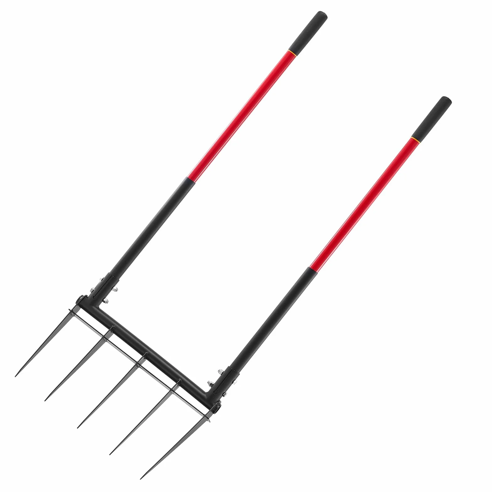 VEVOR Forcone Largo a 5 Punte con Doppi Manici in Fibra di Vetro, Forcone da Giardino Resistente, Design Ergonomico a Forma di U, Attrezzo da Giardinaggio per Compostaggio, Trapianto e Aerazione