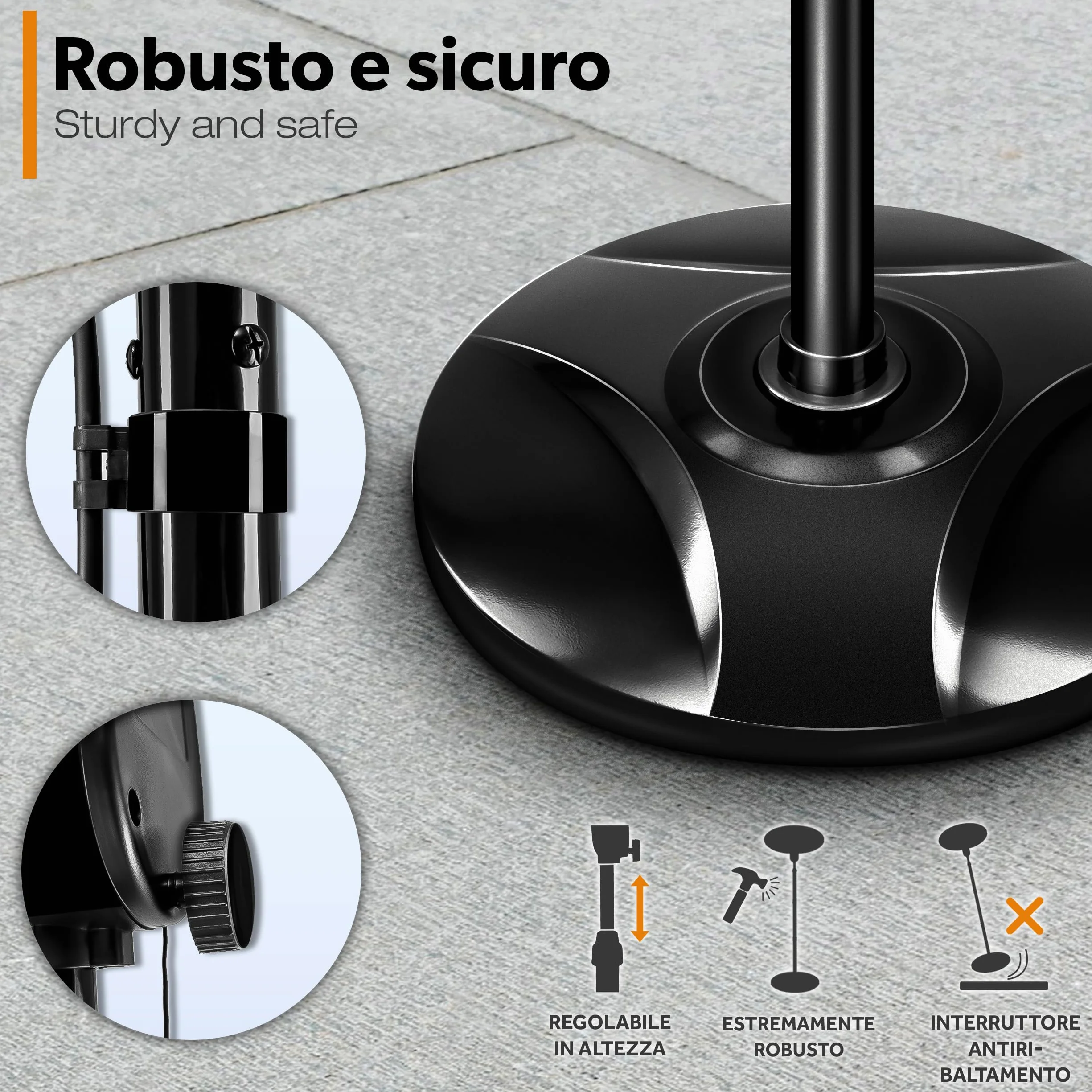 TRESKO Stufa a Infrarossi 2000W Riscaldatore elettrico con 3 Livelli di Calore per Esterno e Interno