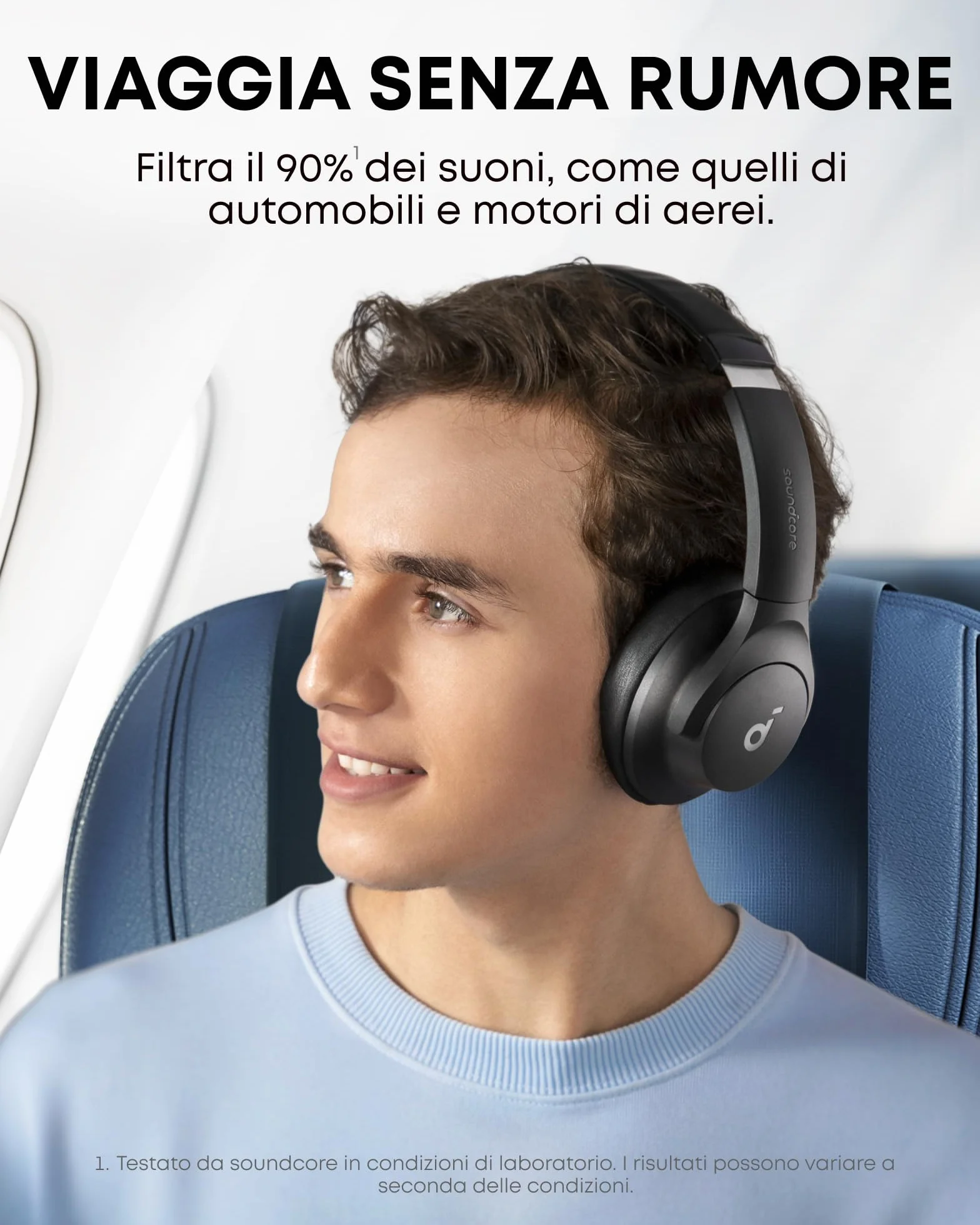 Soundcore by Anker Q20i Cuffie Bluetooth Cancellazione Rumore Attiva Ibrida, 40 Ore ANC, Hi-Res Audio