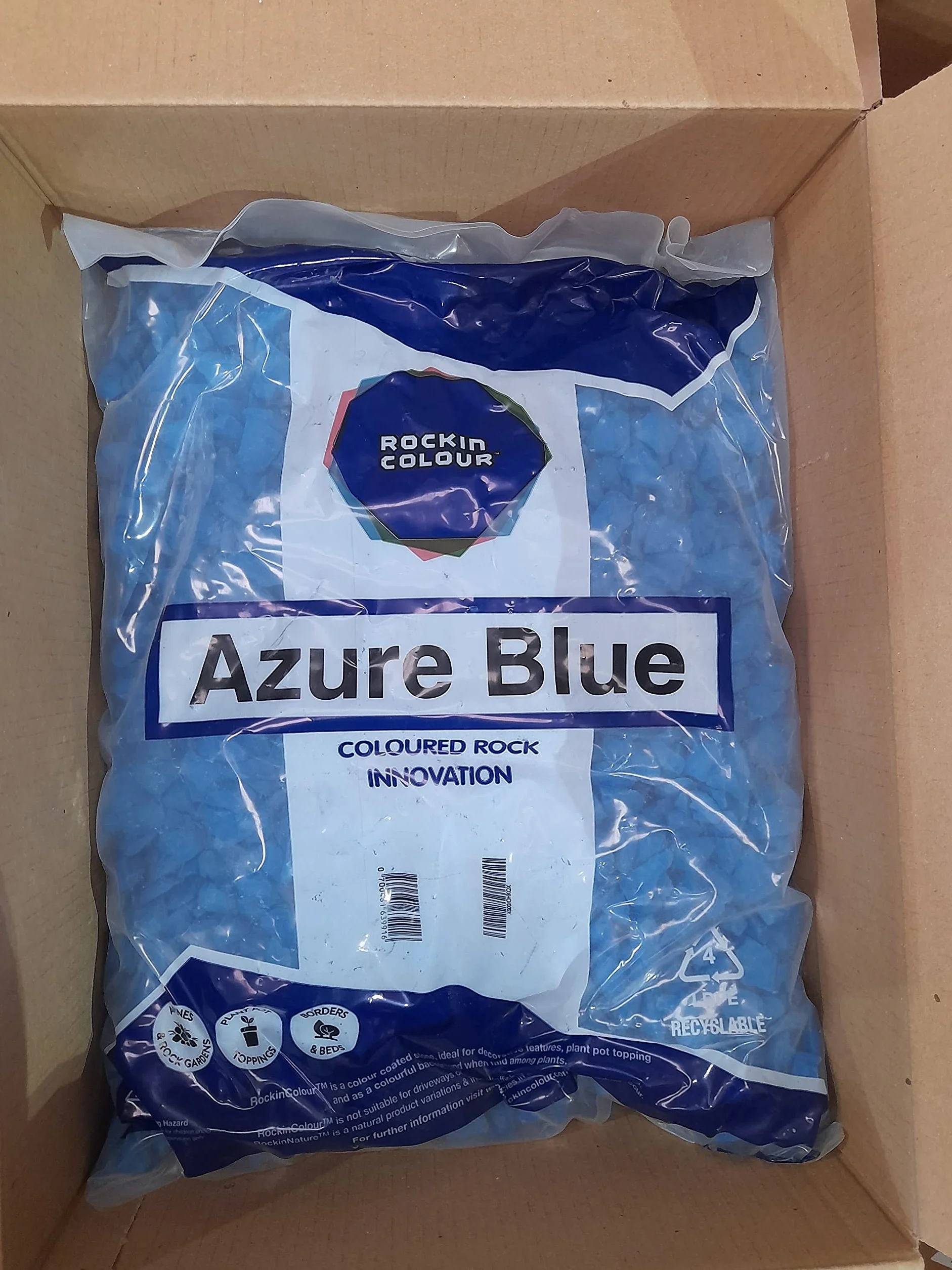 RockinColour Azure Blue Pietre Decorative da Giardino. 20mm. 14-15 kg