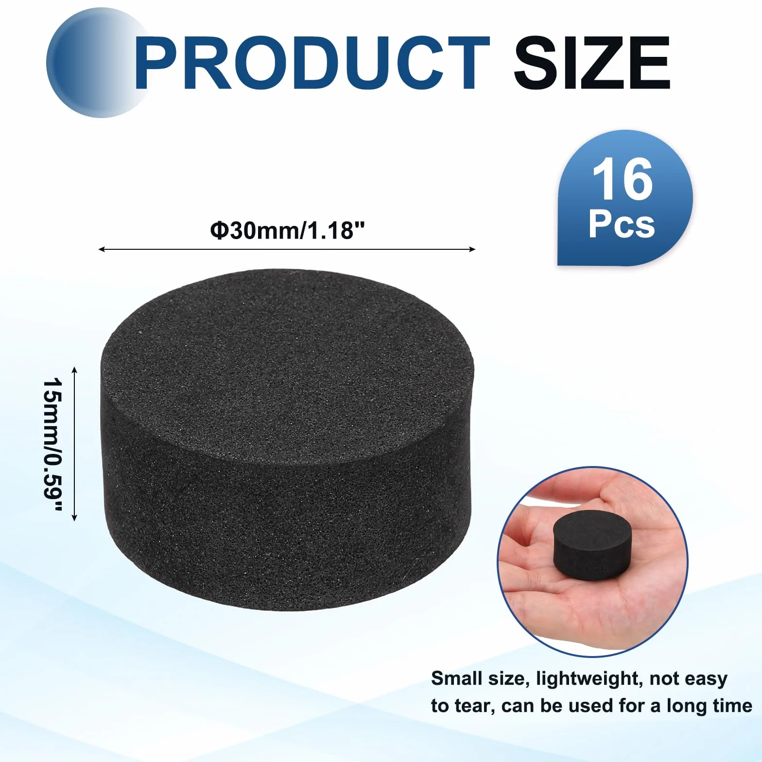 QUARKZMAN 16 Pezzi Supporti Isolamento Altoparlanti 30mmx15mm Base Antiscivolo Schiuma Assorbimento Urto Nero