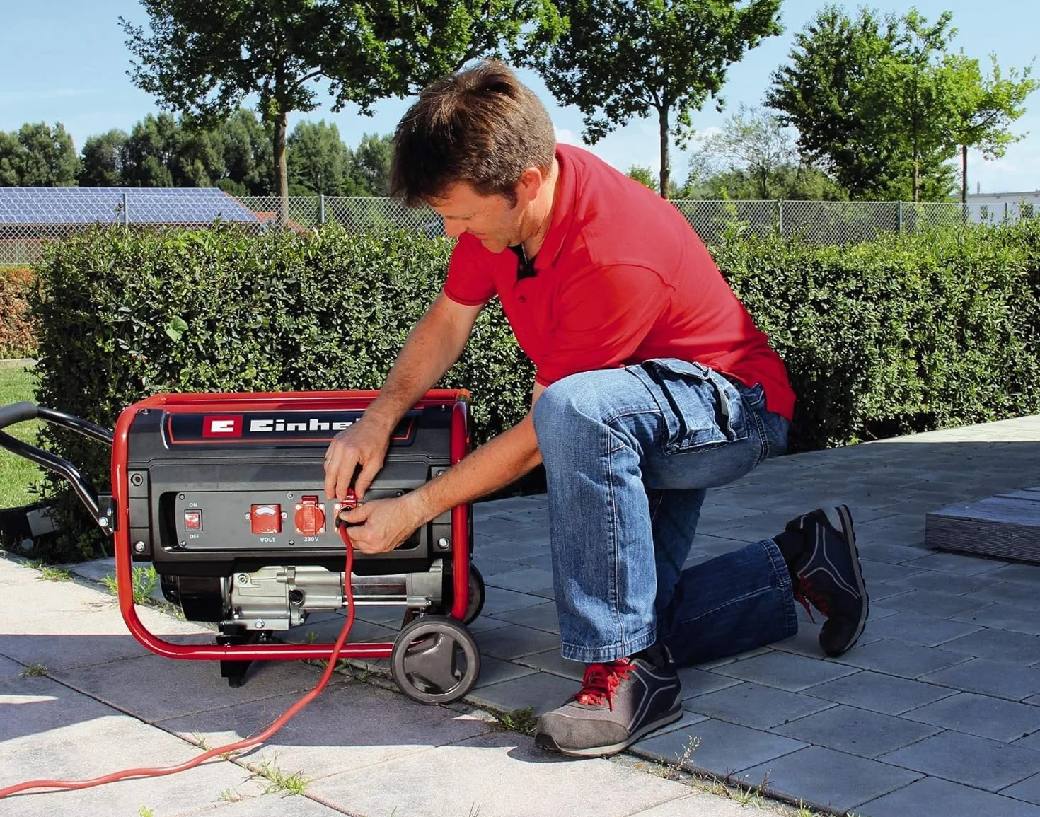 Einhell TC-PG 35/E5 Generatore di corrente a benzina ((benzina, motore 4 tempi, max 3100 W, motore a 4 tempi a basse emissioni, 2 prese da 230 V, funzione AVR)