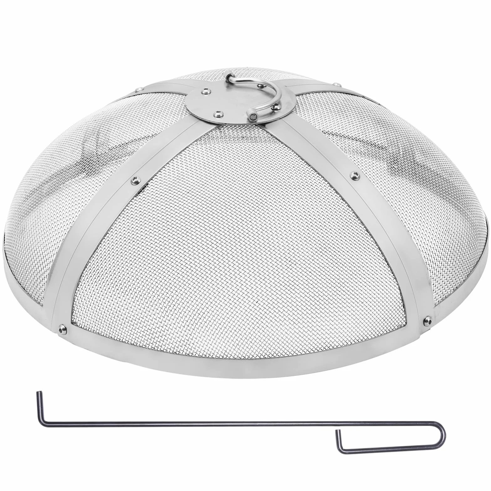 VEVOR Parascintille Rotondo per Braciere 27", Copertura in Metallo in Acciaio, Coperchio per Braciere da Esterno, Coperture per Schermo Superiore Rotonde con Maniglia ad Anello all'aperto in Cortile
