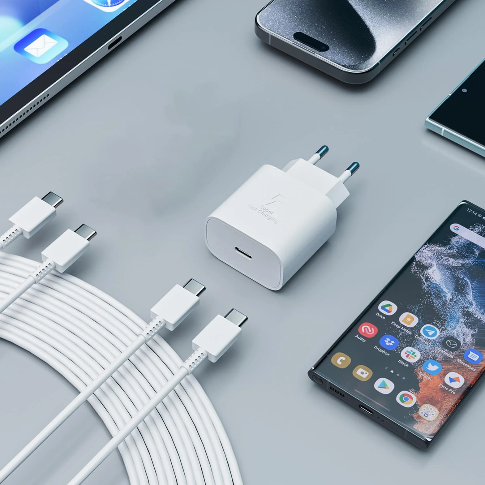 Samsung 25W Caricatore Rapido USB C con Cavo 2M per Galaxy A15/A14/A13/A25/A33/A34/A40/A53/A52/A54/A55/S25/S24/S23/S22 Ultra/S21/S20 FE/S10
