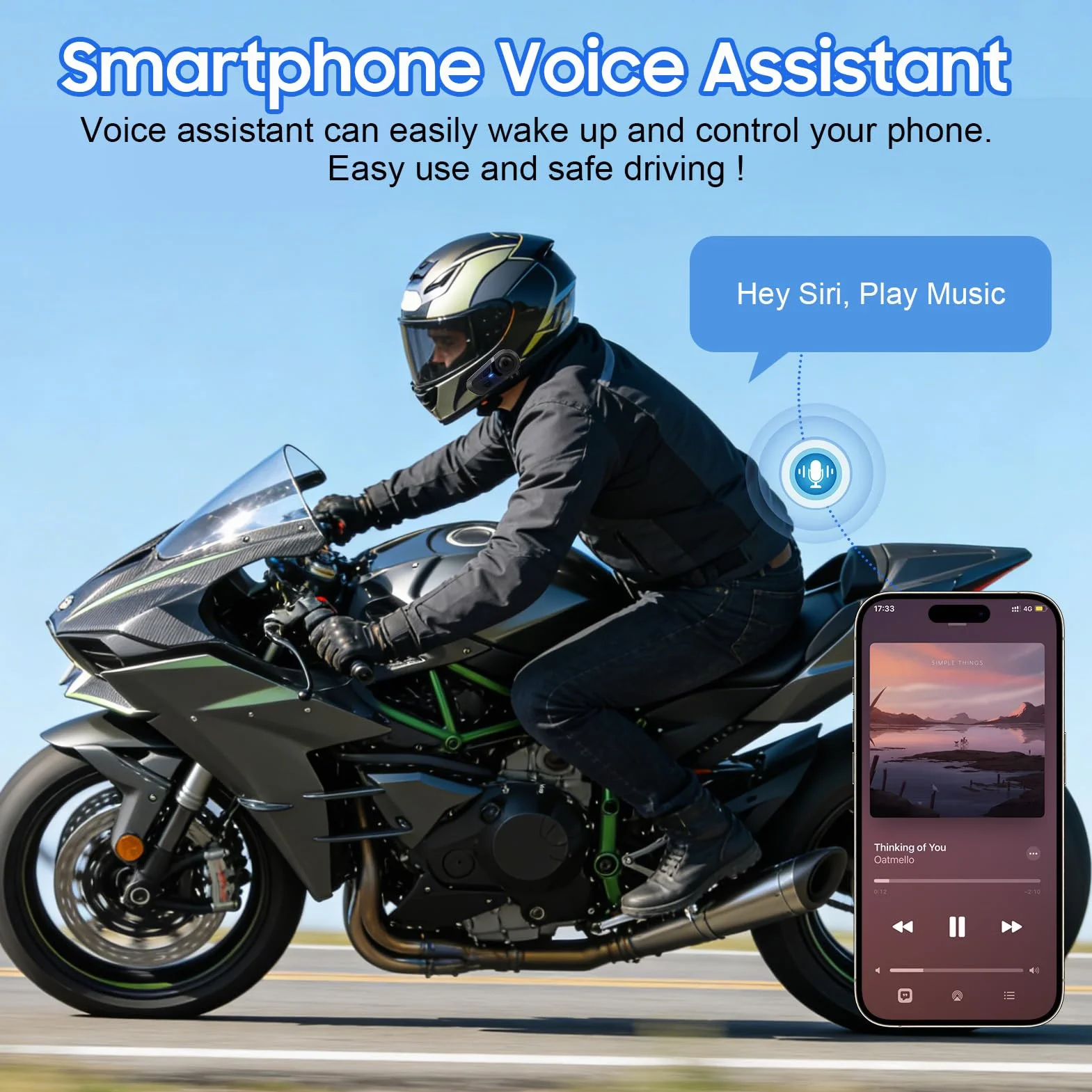 Auricolare Bluetooth Moto con Cancellazione Rumore, Impermeabile IP67 Doppio Dispositivo