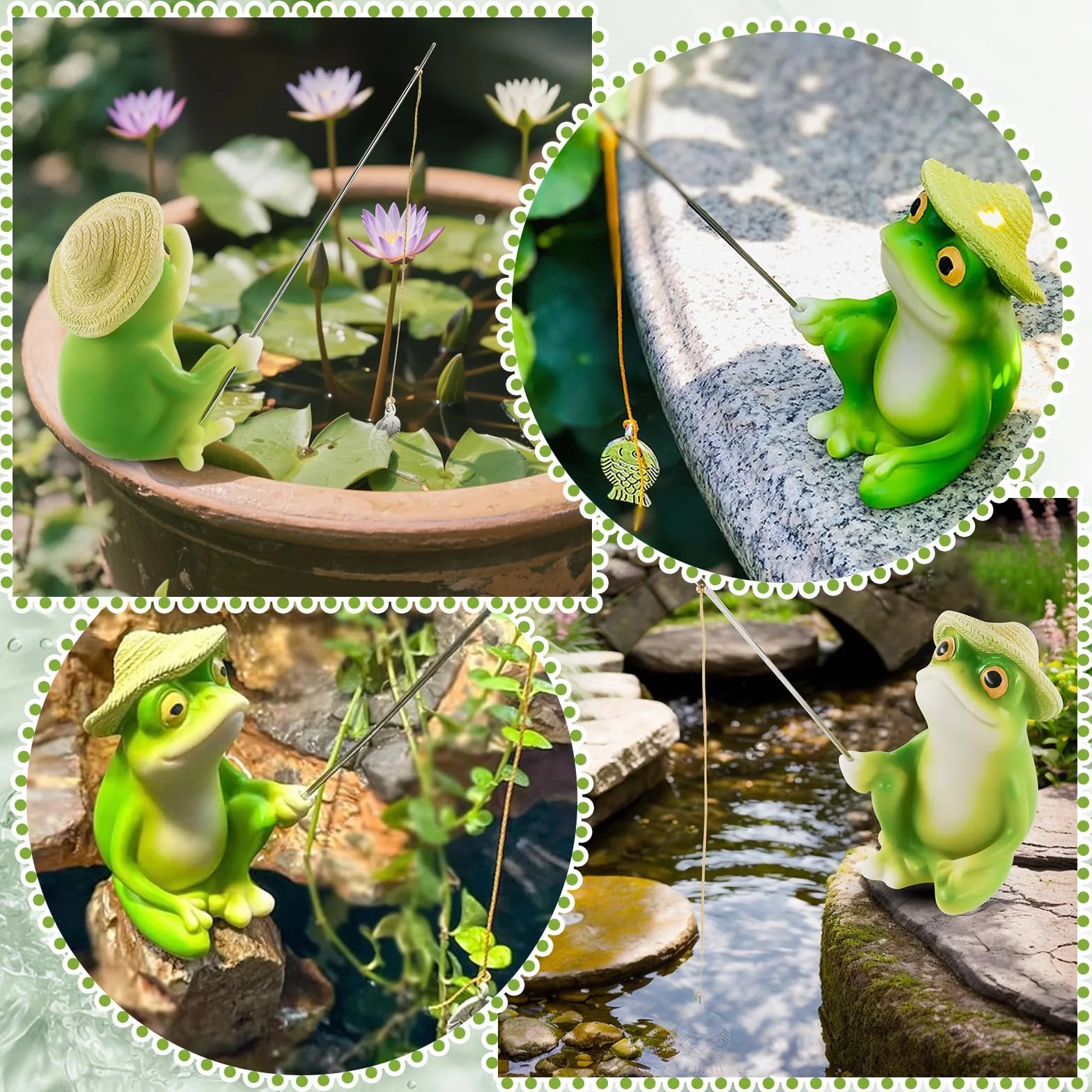 Statuetta di rana da giardino in resina – decorazione per laghetti esterni ed esterni – Nano da giardino