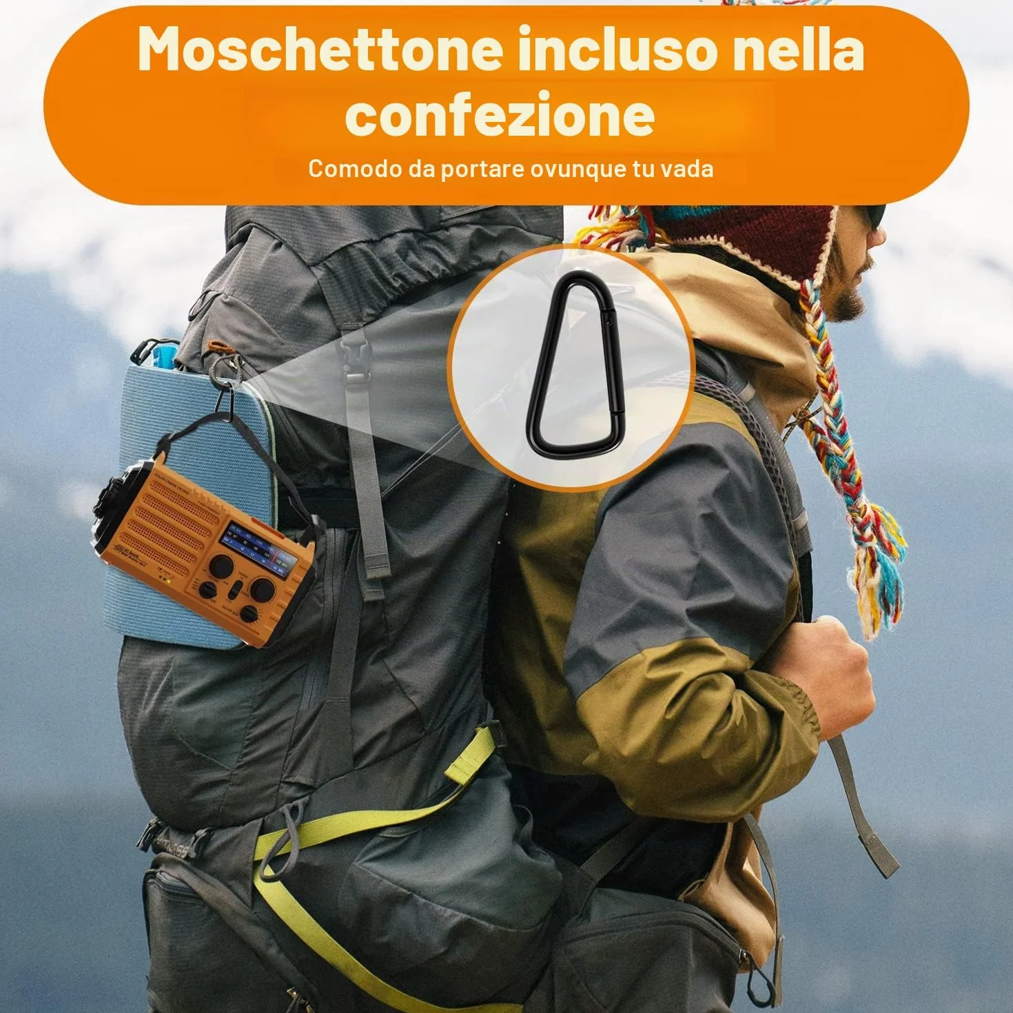 Mesqool Radio Portatile di Emergenza 5000mAh con Manovella, AM/FM, Caricatore USB, Torcia LED e Allarme SOS