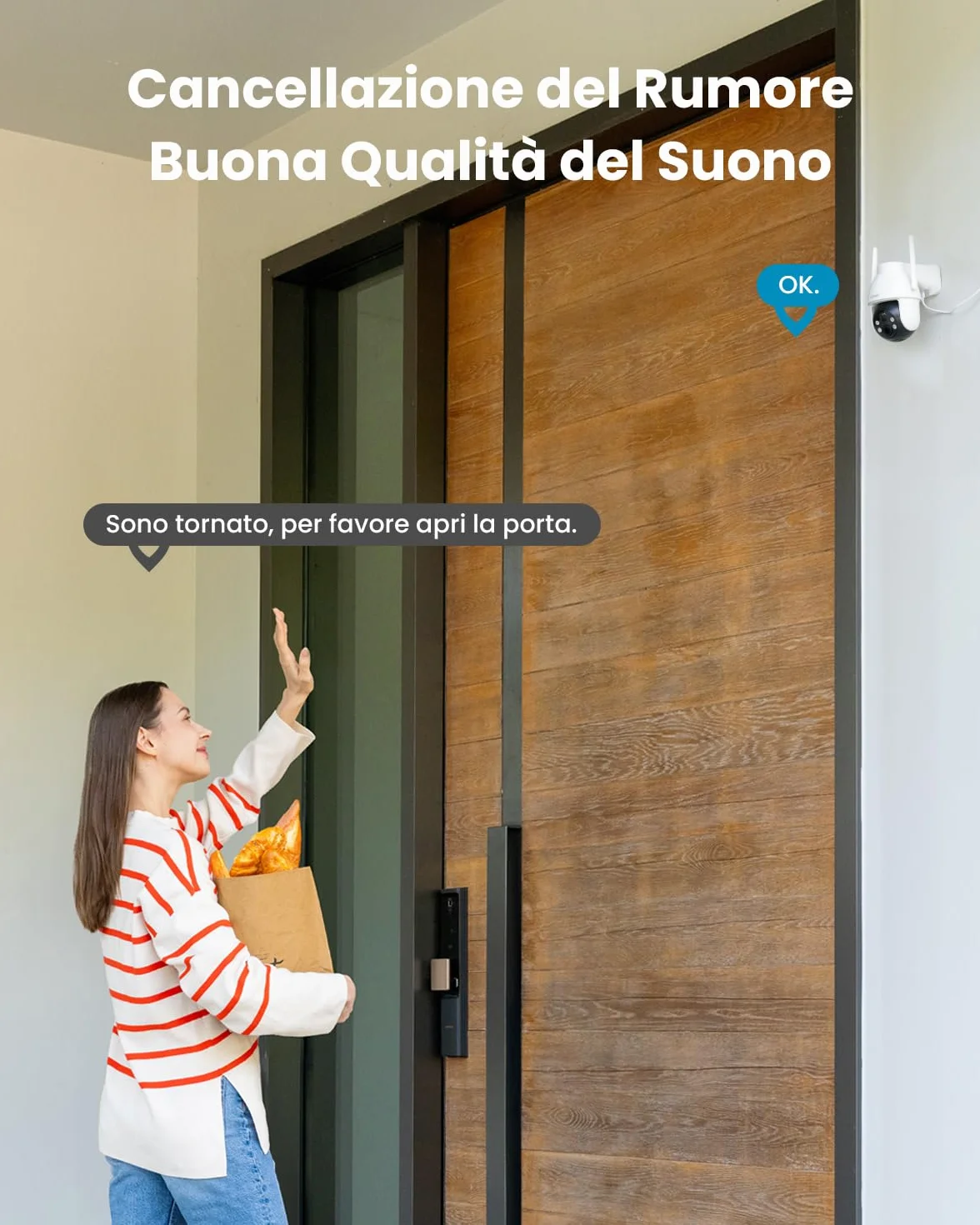 ieGeek 2K Telecamera Wi-Fi Esterno Senza Fili a Batteria 360° PTZ Videocamera Sorveglianza con Pannello Solare, Rilevazione Movimento PIR, Visione Notturna Colori, 2 Vie Audio IP65