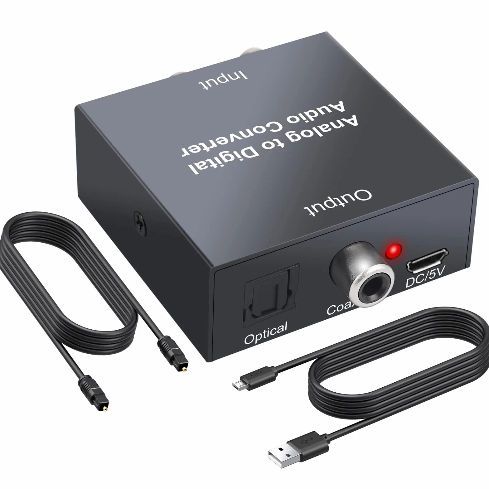 PROZOR Convertitore Audio Analogico a Digitale RCA Jack 3.5mm AUX a Toslink Ottico Coassiale con Cavo Ottico OD 4.0 per PS3 Blu-ray HD DVD AV
