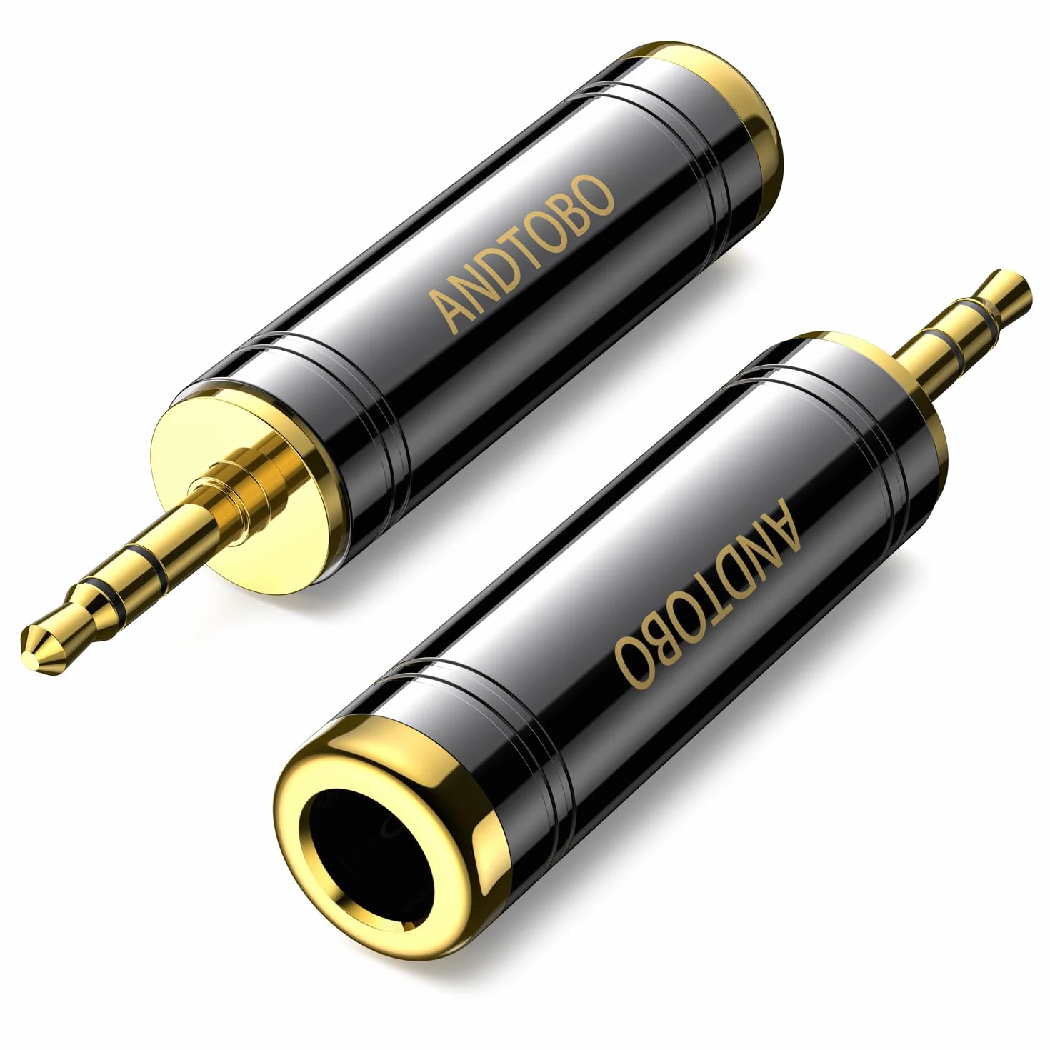 ANDTOBO Adattatore per Cuffie da 6,35 mm a 3,5 mm Jack Stereo Femmina Maschio Nero