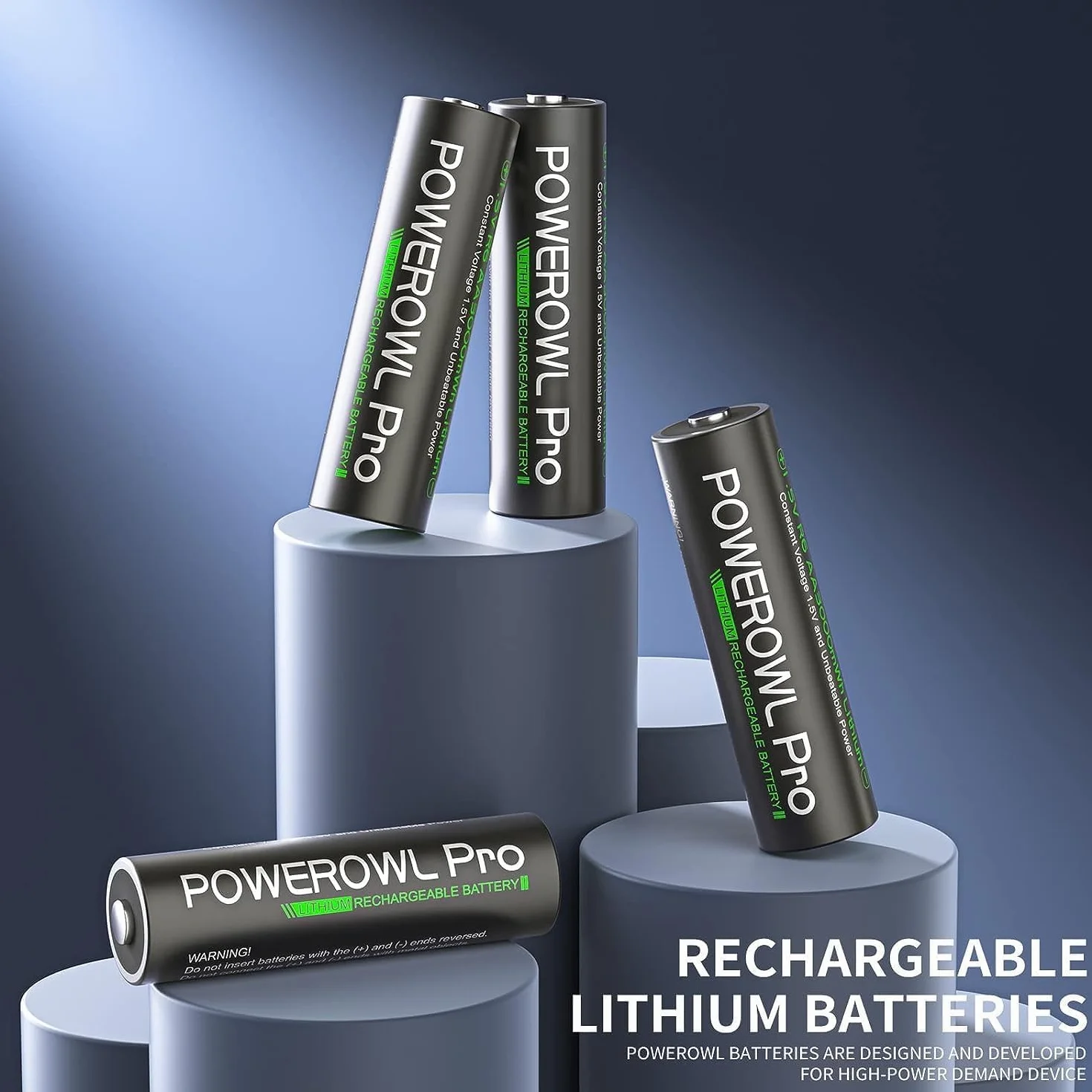 POWEROWL Batterie al litio ricaricabili AA 3000 mWh 1,5 V 8 confezioni con caricabatterie per fotocamera VR/AR Headset Xbox Controller