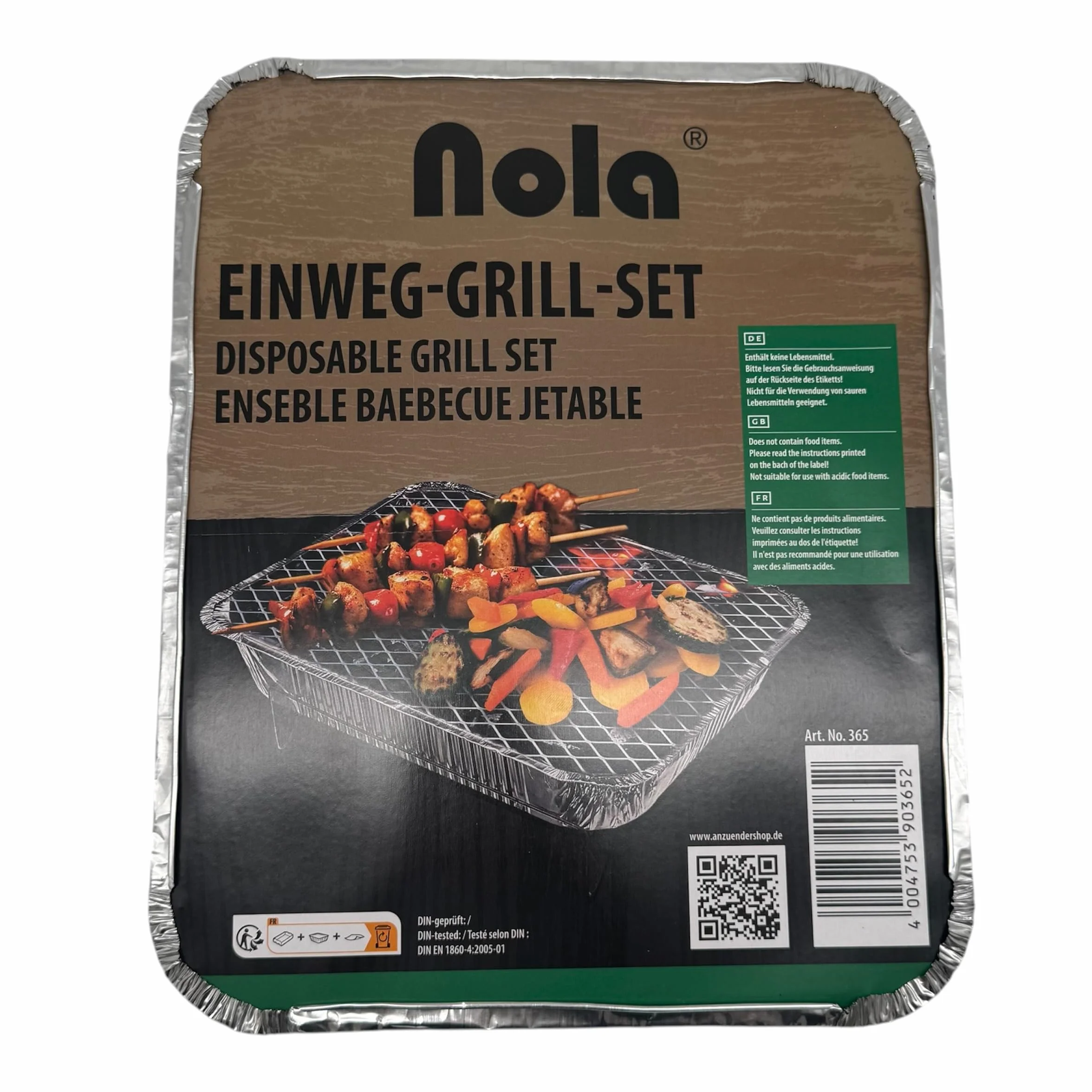 Griglia usa e getta – Confezione da 1 – Con 450 g di carbone e carta di accensione – Pronta per picnic, campeggio e grigliate – Barbecue istantaneo Art. 365 (1)