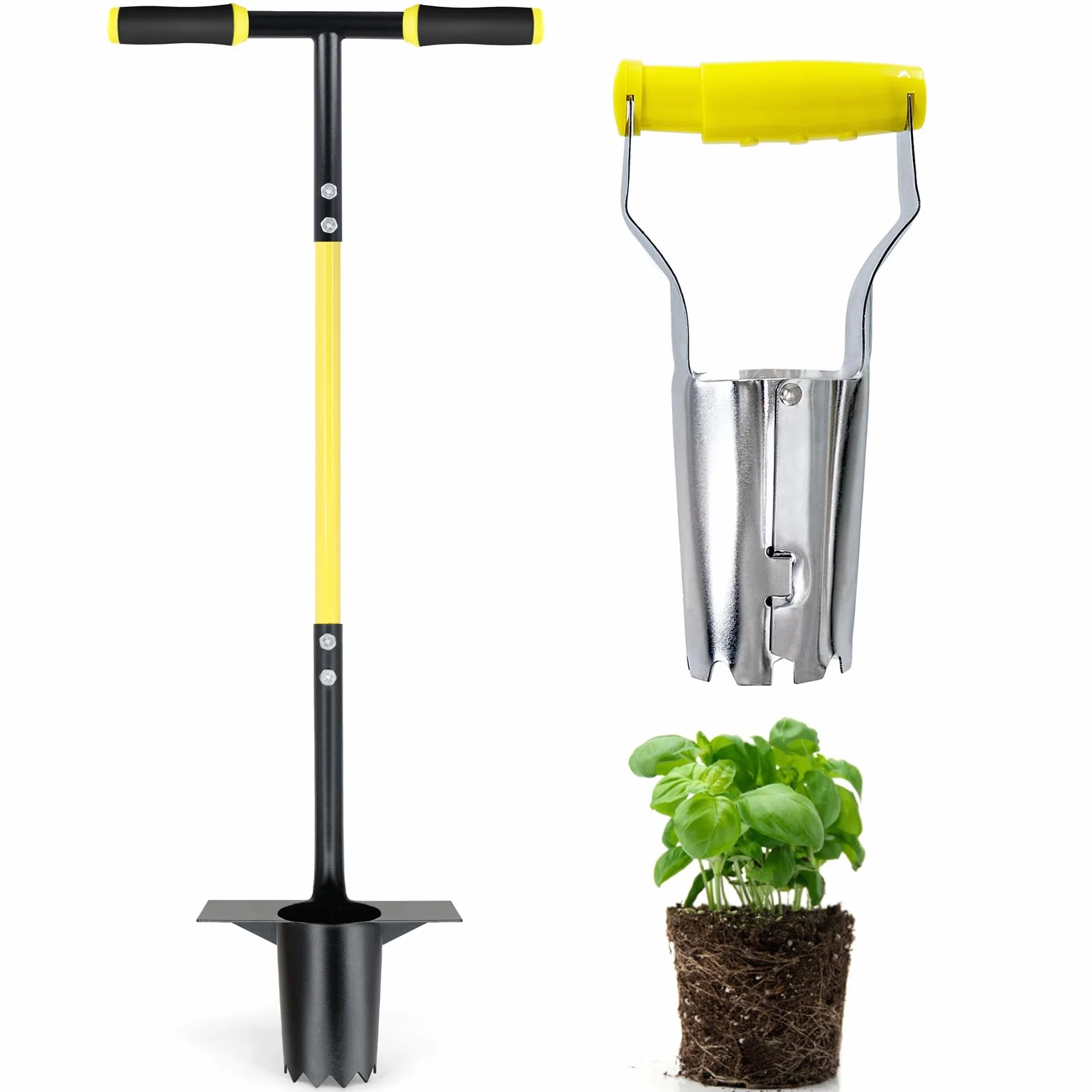 Set di strumenti per piantare bulbi Jardineer 3 pezzi, strumento per piantare bulbi a manico lungo e piccolo trapiantatore per bulbi con impugnatura morbida per scavare buche per piantare tulipani