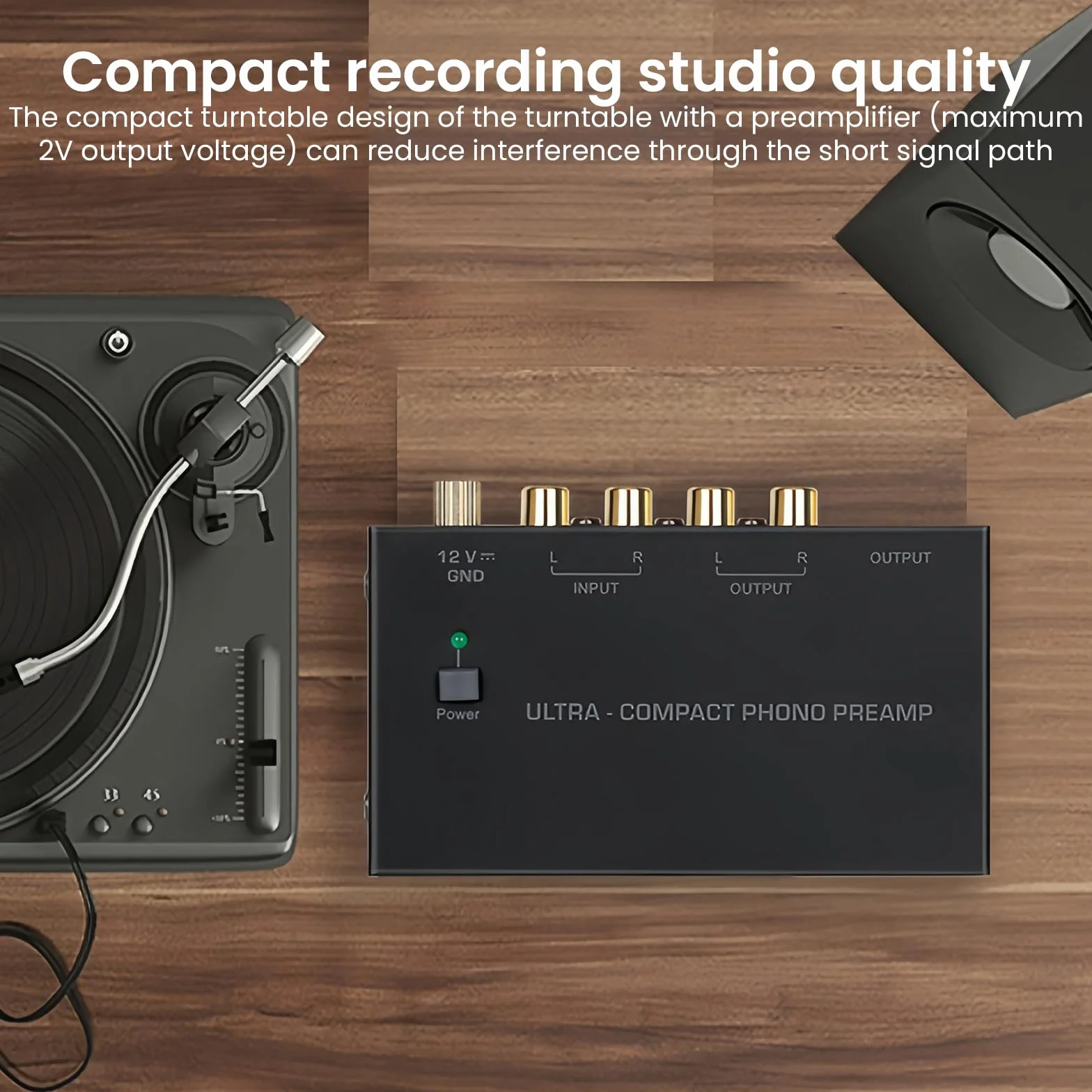 Phono Preamplificatore Giradischi con Adattatore DC 12V, RCA Input & Output