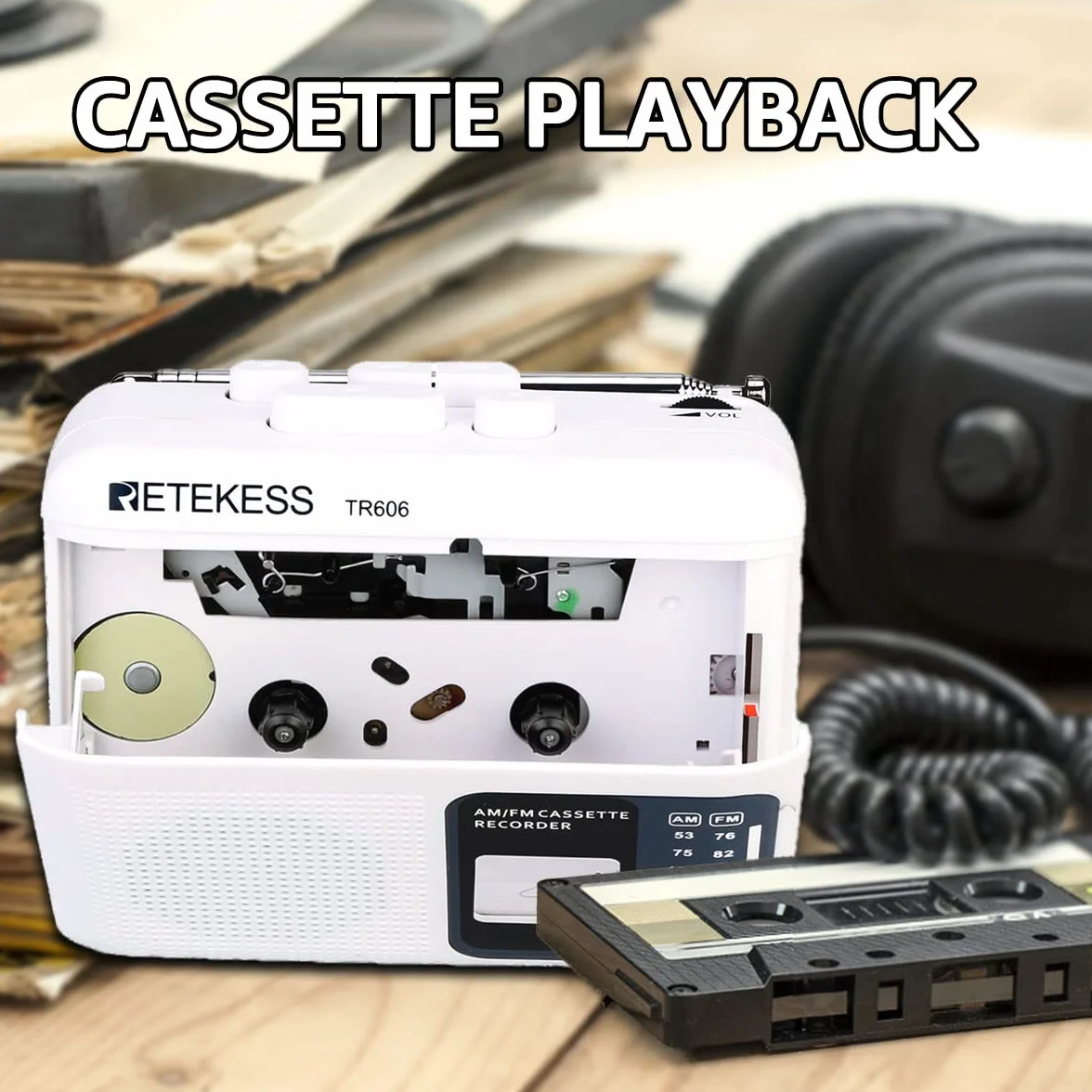Retekess TR606 Registratore a Cassetta Portatile AM FM Radio
