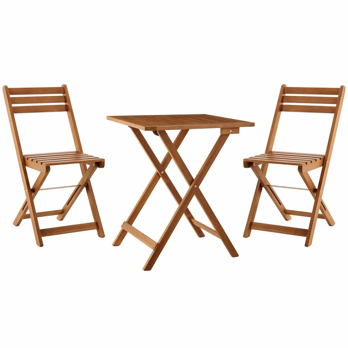 Juskys set di mobili da terrazzo Bala - Set di mobili in legno pieghevoli e salvaspazio da tre pezzi per due persone - Tavolo e sedie da giardino
