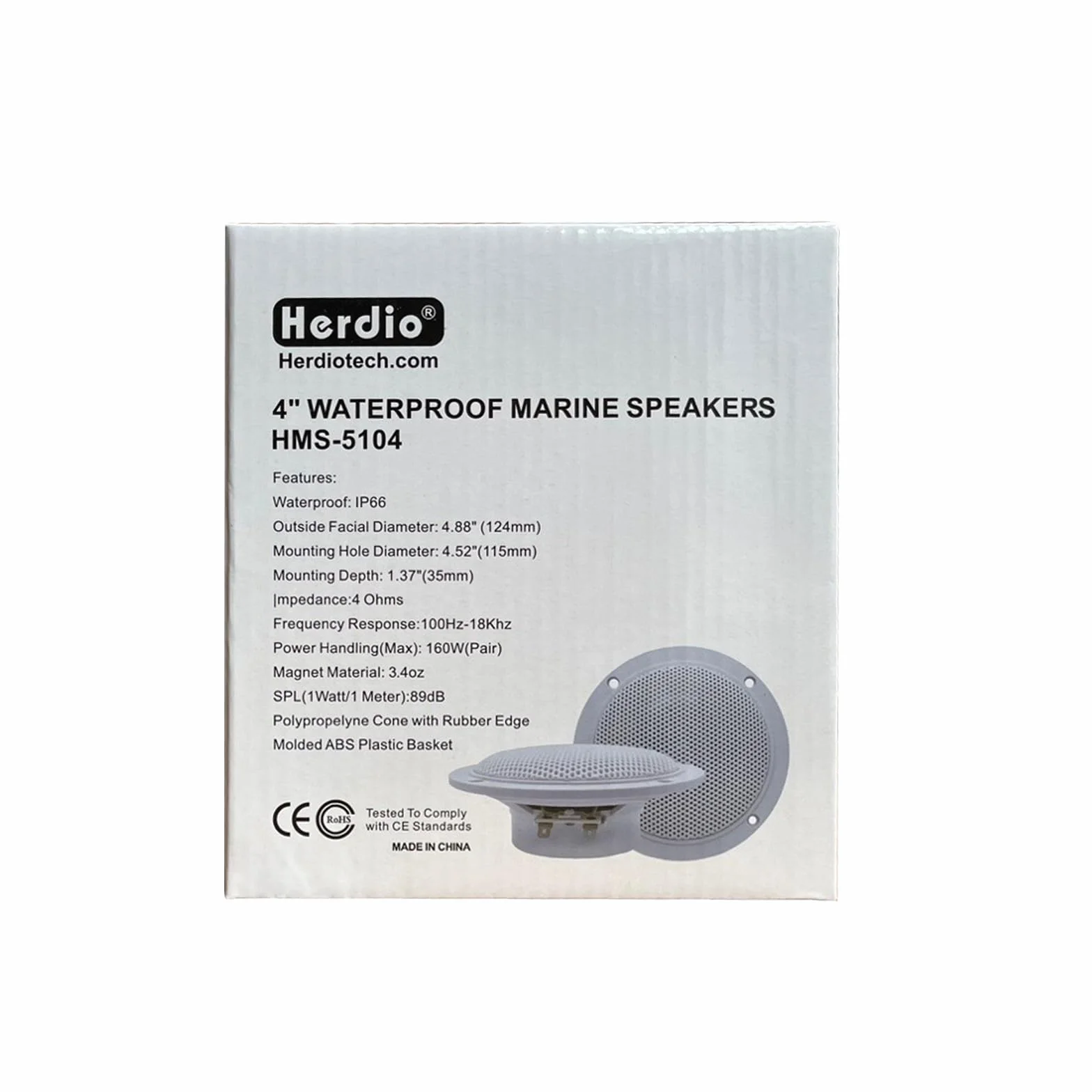 Herdio Altoparlanti a Soffitto 2 Vie 10,2 cm Bianco Griglia Verniciabile Resistente Umidità Bagno Cucina