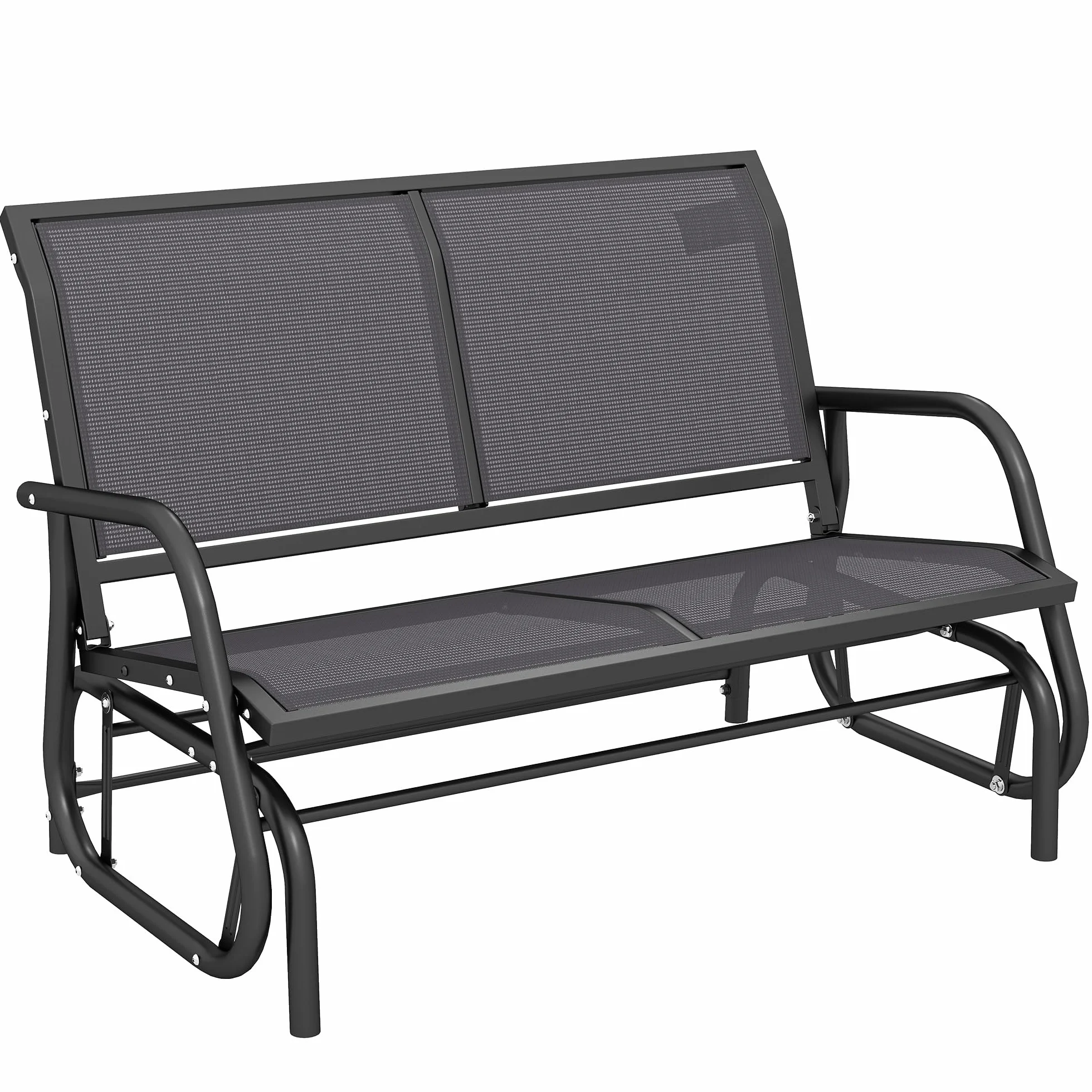 Outsunny Panchina a Dondolo da Giardino a 2 Posti, Panca da Giardino in Metallo e Tessuto a Rete Traspirante, per Balconi, Patio, Terrazzo, 120x70x85cm, Grigio