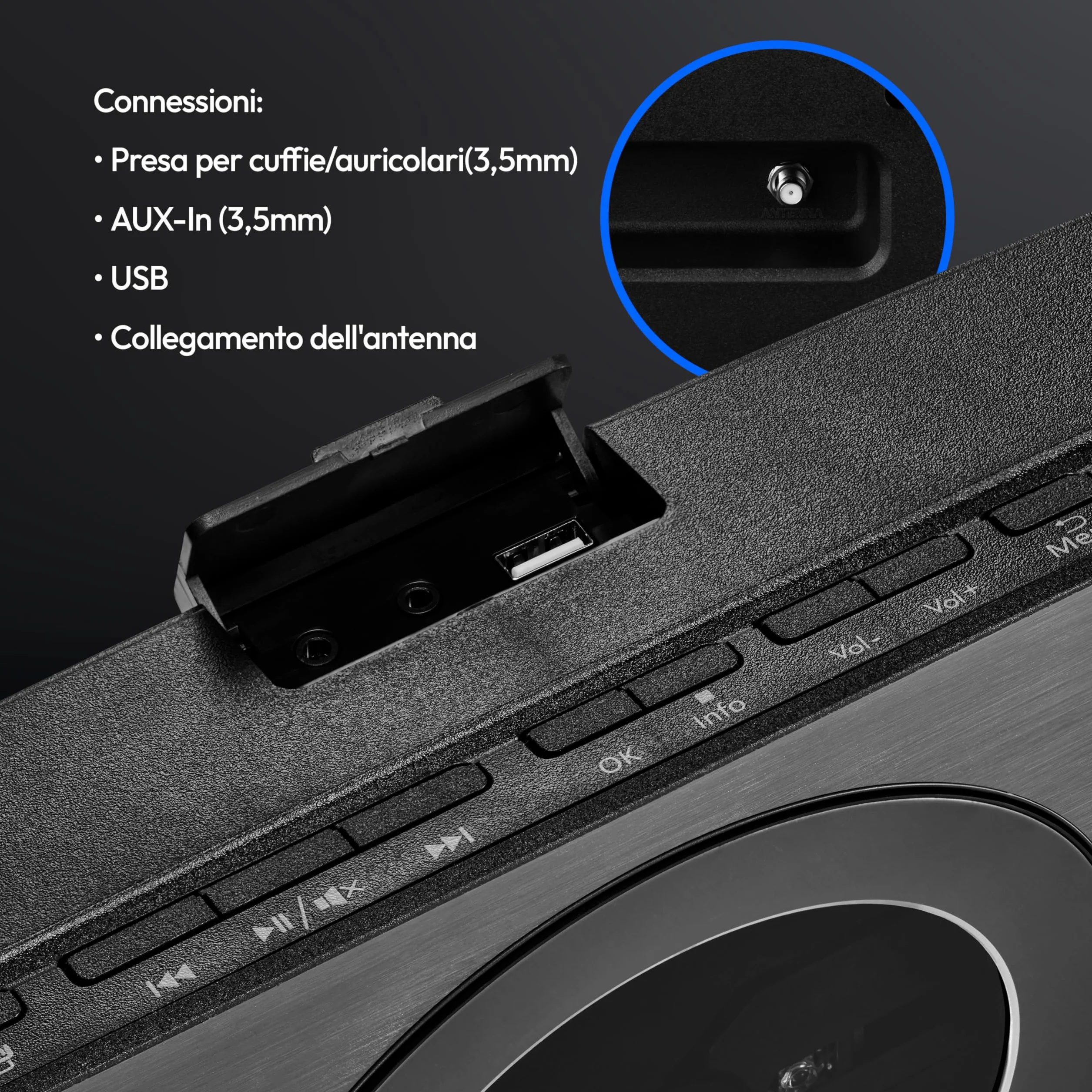 MEDION Radio Internet con lettore CD WLAN DAB+ Spotify Connect FM MP3 USB Bluetooth display a colori sistema compatto verticale