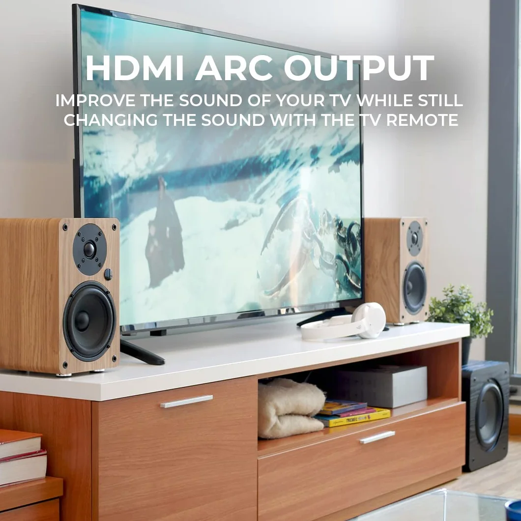 VULKKANO A5 ARC Cassa Amplificata Woofer 5,25" Bluetooth 5.0 HDMI ARC Nero