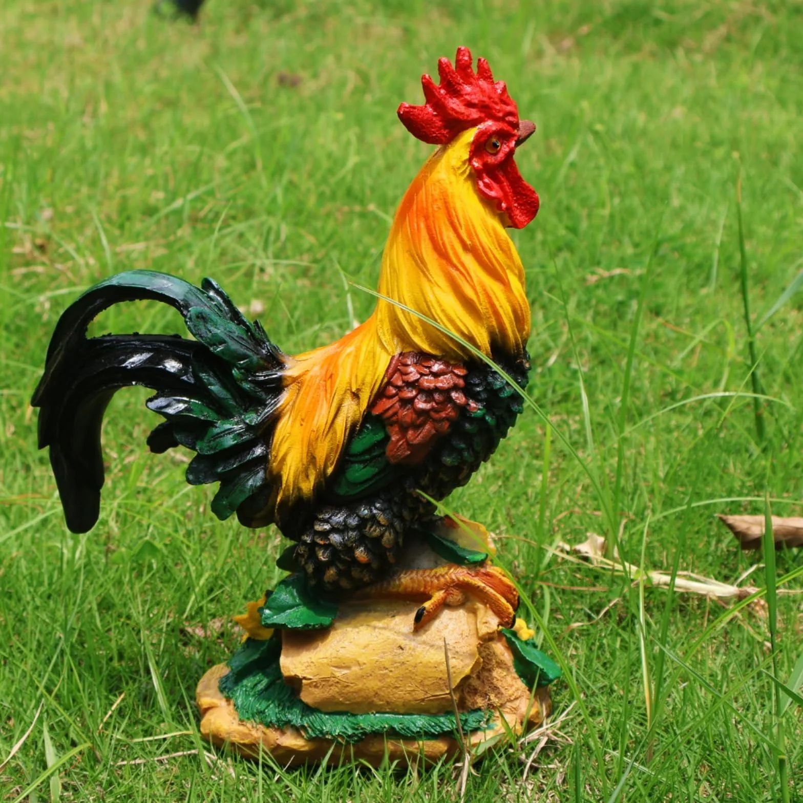 Decorazioni per statue da giardino a forma di gallo, scultura di pollo da cortile, decorazione di animali da fattoria, patio, cucina e ornamenti da prato