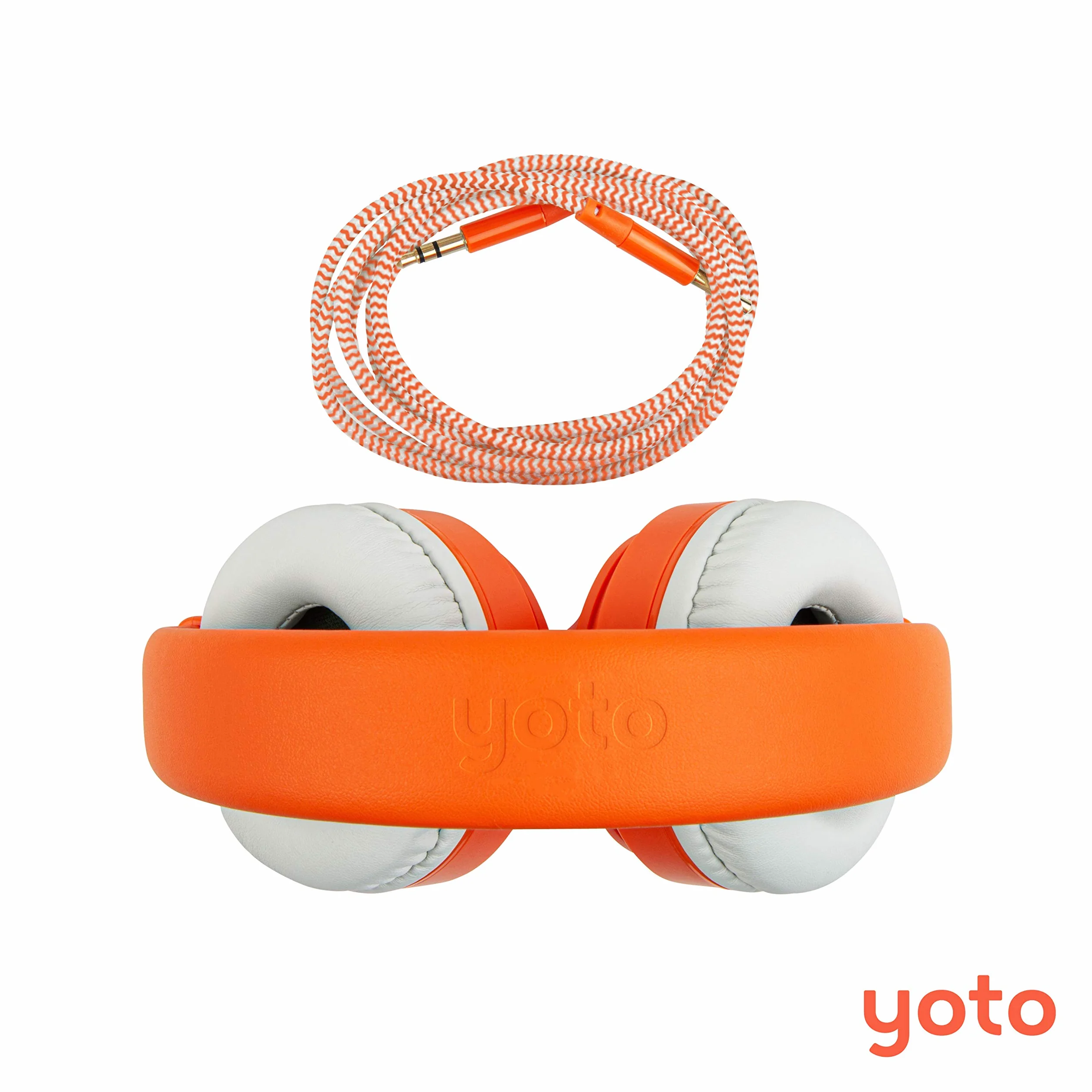 YOTO Cuffie cablate arancione regolabili con limitazione del volume borsa da viaggio