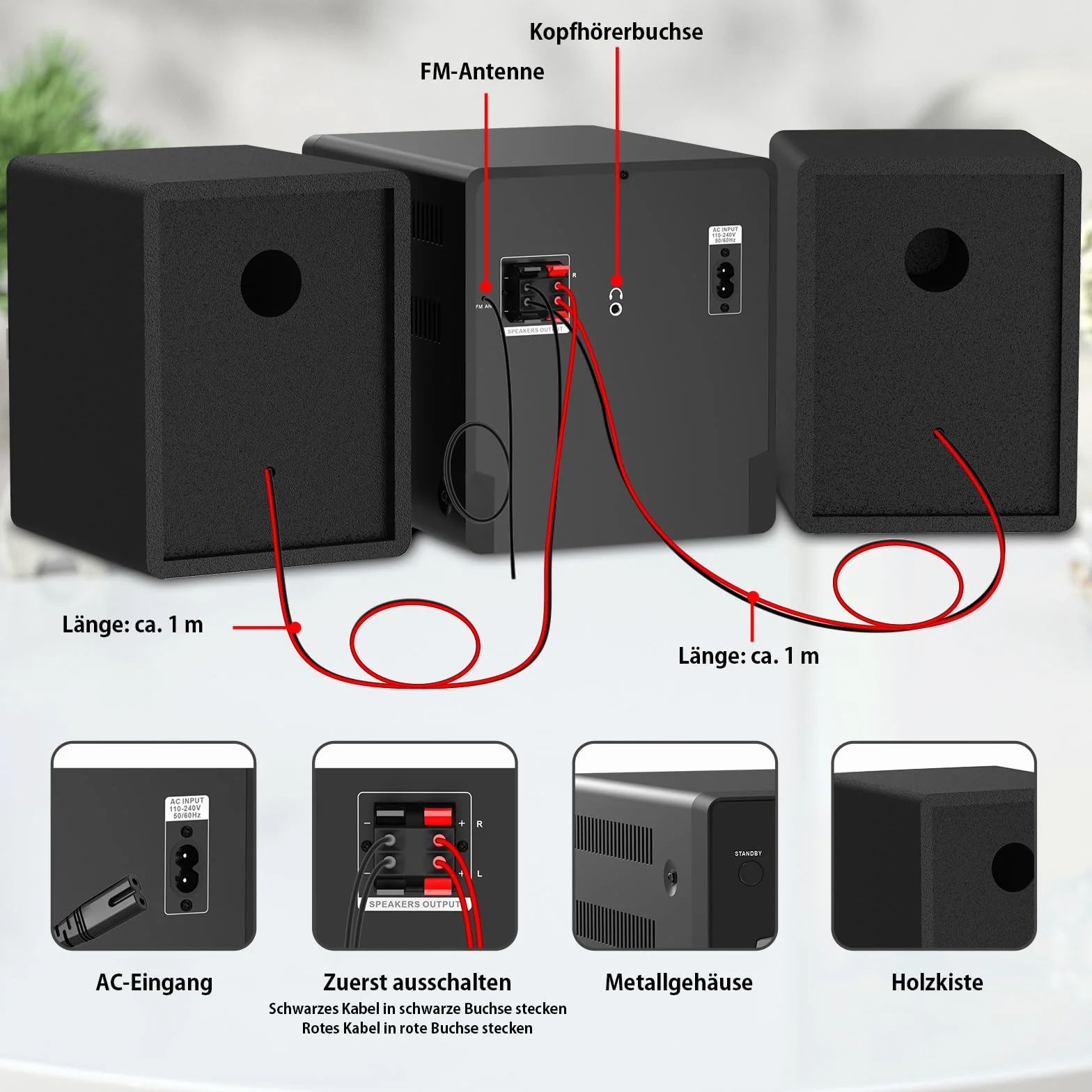 Mini Component Stereo CD 30W RMS Lettore CD FM Bluetooth USB AUX Telecomando